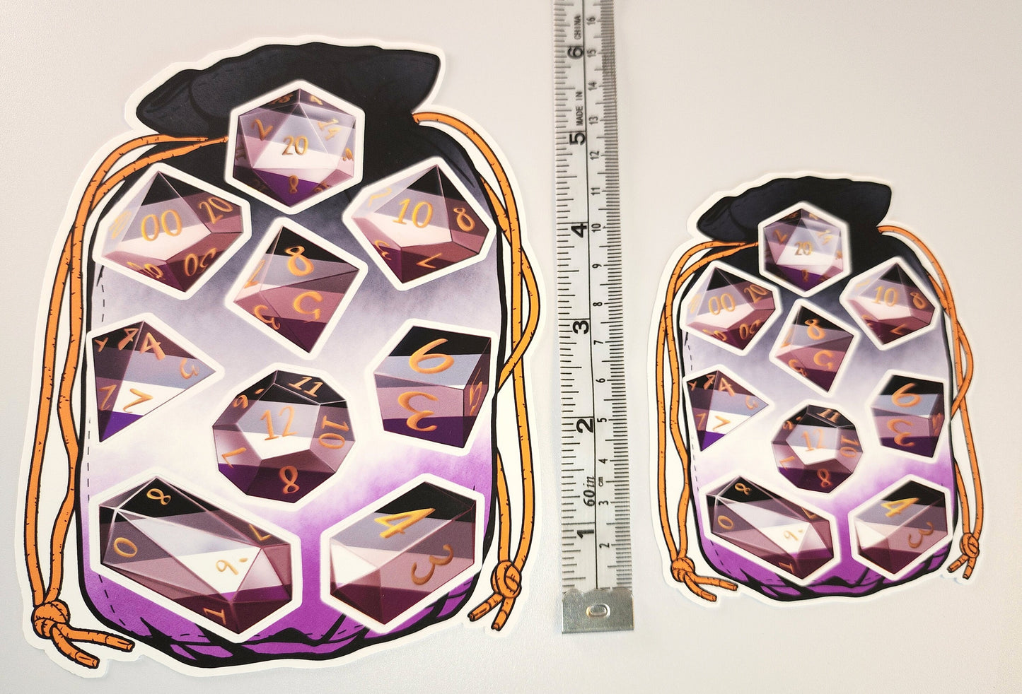 ACE PRIDE Dice Vinyl Kiss Cut Sticker sheet Asexual DnD TTRPG Glossy or Matte Splashproof Dice Bag Sticker set of 9 Polyhedral Dice Sweethaven Cottage