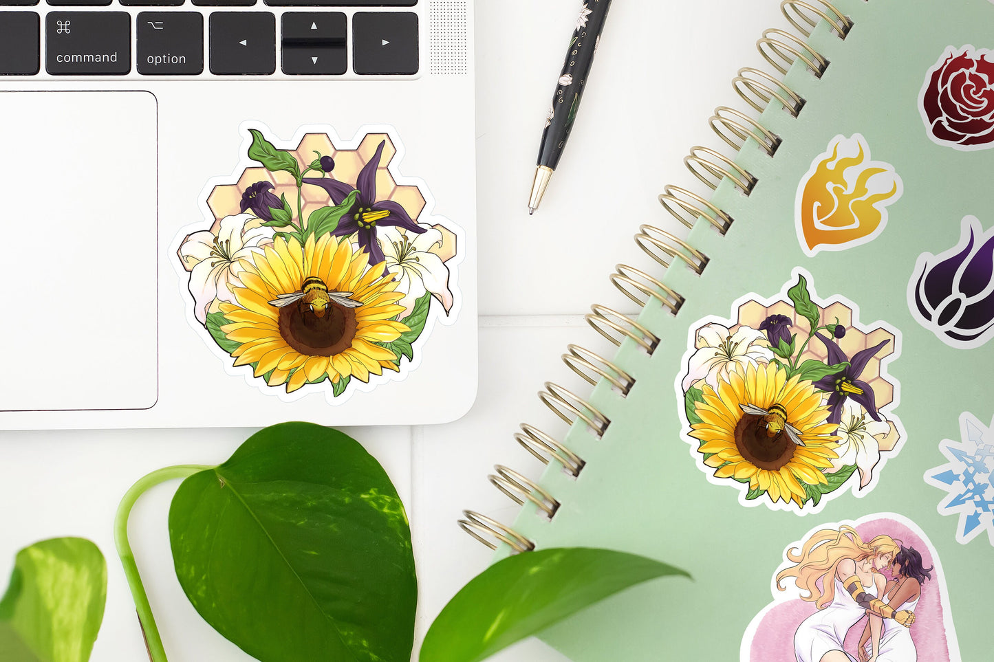 BUMBLEBY Flowers bumblebee WATERPROOF Vinyl Sticker BMBLB Yang & Blake floral Semi-glossy Dishwasher-safe Sunflower Belladonna Lily Honeybee Sweethaven Cottage