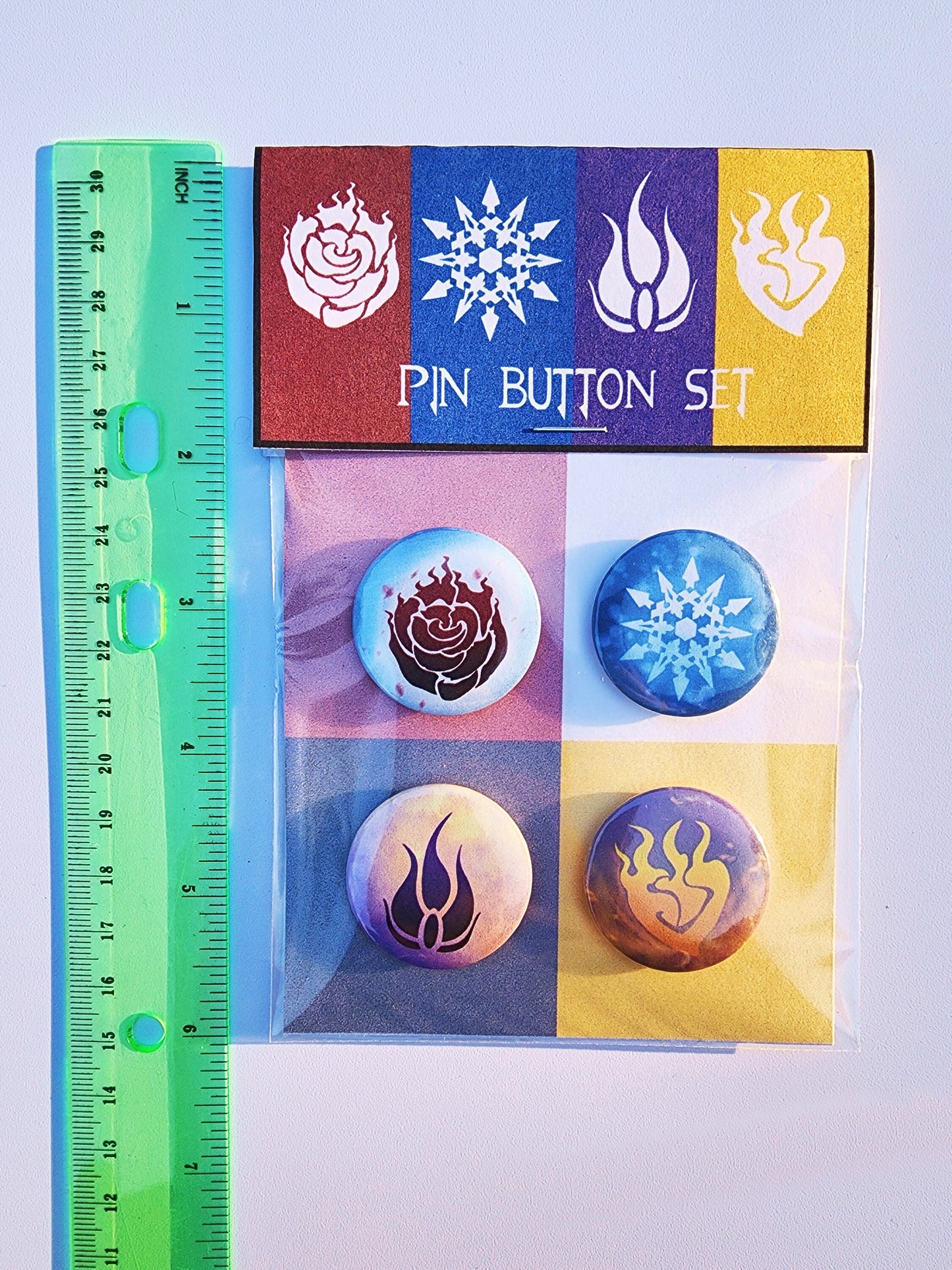 Team RWBY PIN Buttons SET 1.25 inch 32mm pinback button badge emblem pack Ruby Weiss Yang Blake symbols pins collection or single pins Sweethaven Cottage