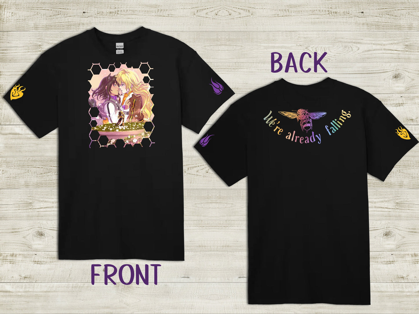 Custom BUMBLEBY "Worthy" Unisex T-shirt 100% cotton Yang and Blake symbols on sleeve BMBLB Rainbow Bumblebee black novelty shirt Sweethaven Cottage