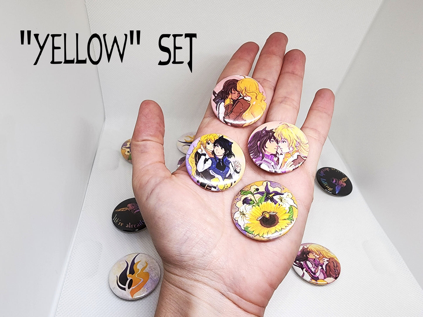 Bumbleby PIN Buttons SET 1.25" 32mm pinback button badge pack Blake and Yang BMBLB Sapphic pins collection Sweethaven Cottage