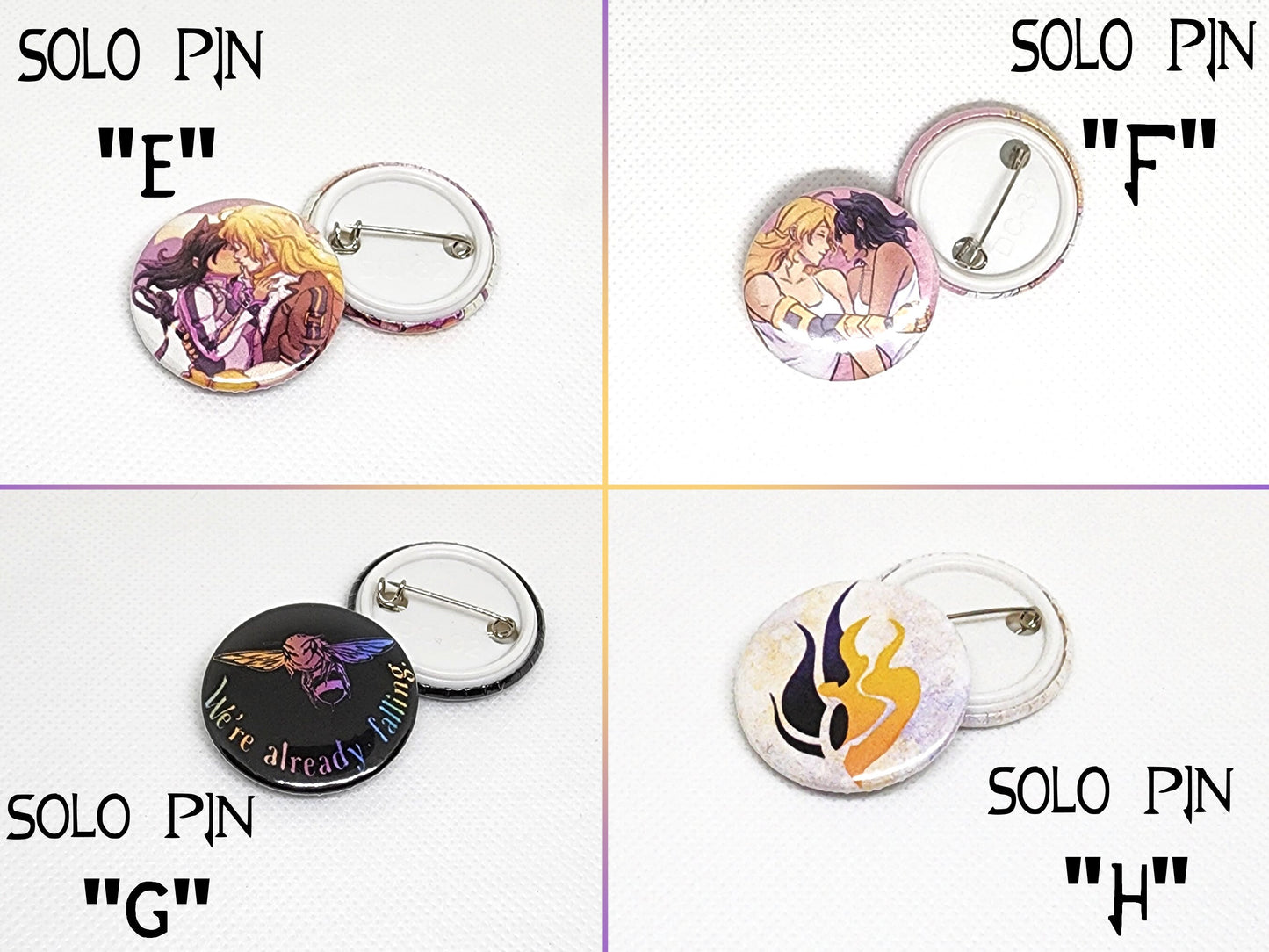 Bumbleby PIN Buttons SET 1.25" 32mm pinback button badge pack Blake and Yang BMBLB Sapphic pins collection Sweethaven Cottage Solo "F" (1 pin)