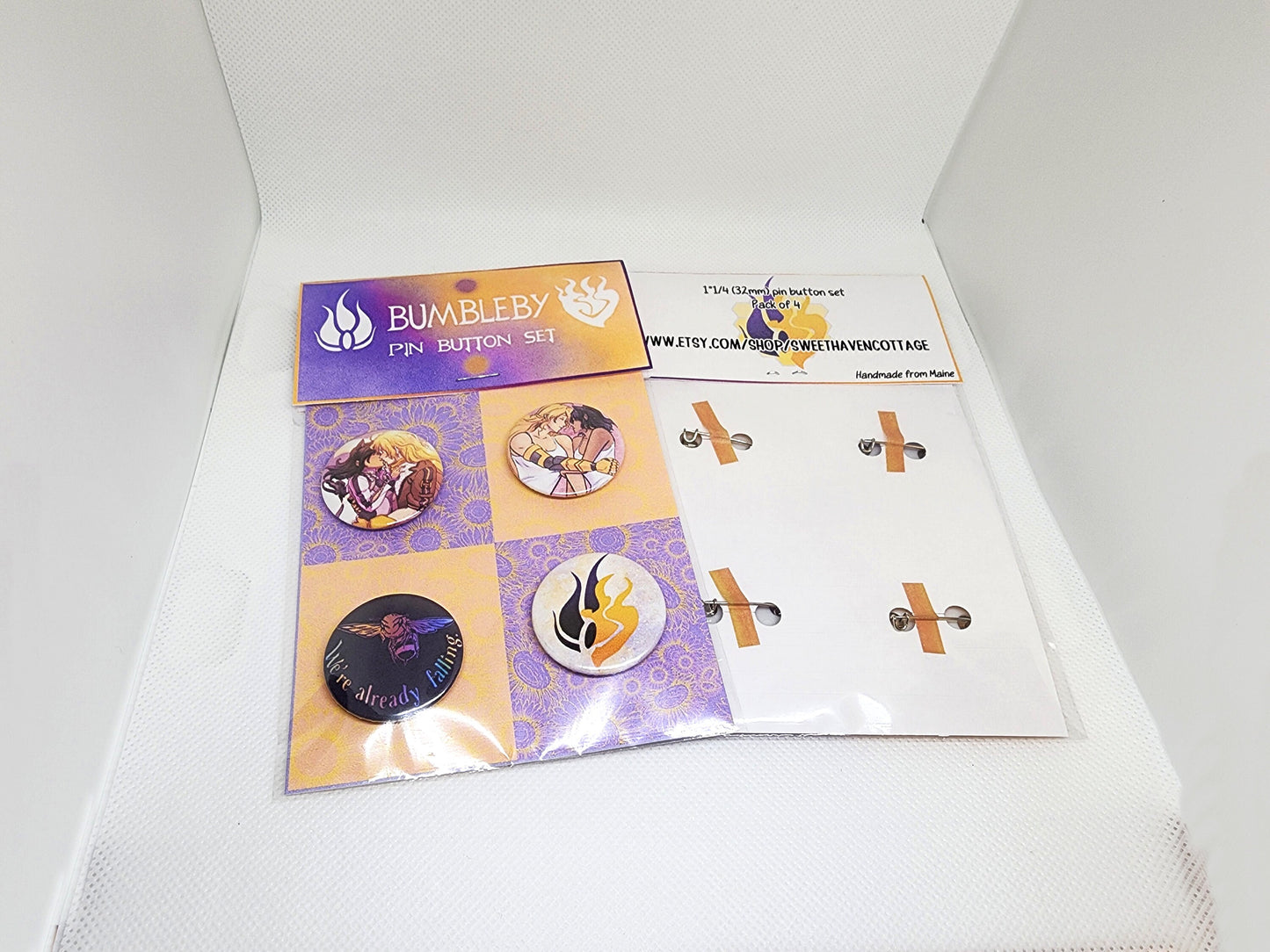 Bumbleby PIN Buttons SET 1.25" 32mm pinback button badge pack Blake and Yang BMBLB Sapphic pins collection Sweethaven Cottage Black Set (4 pins)