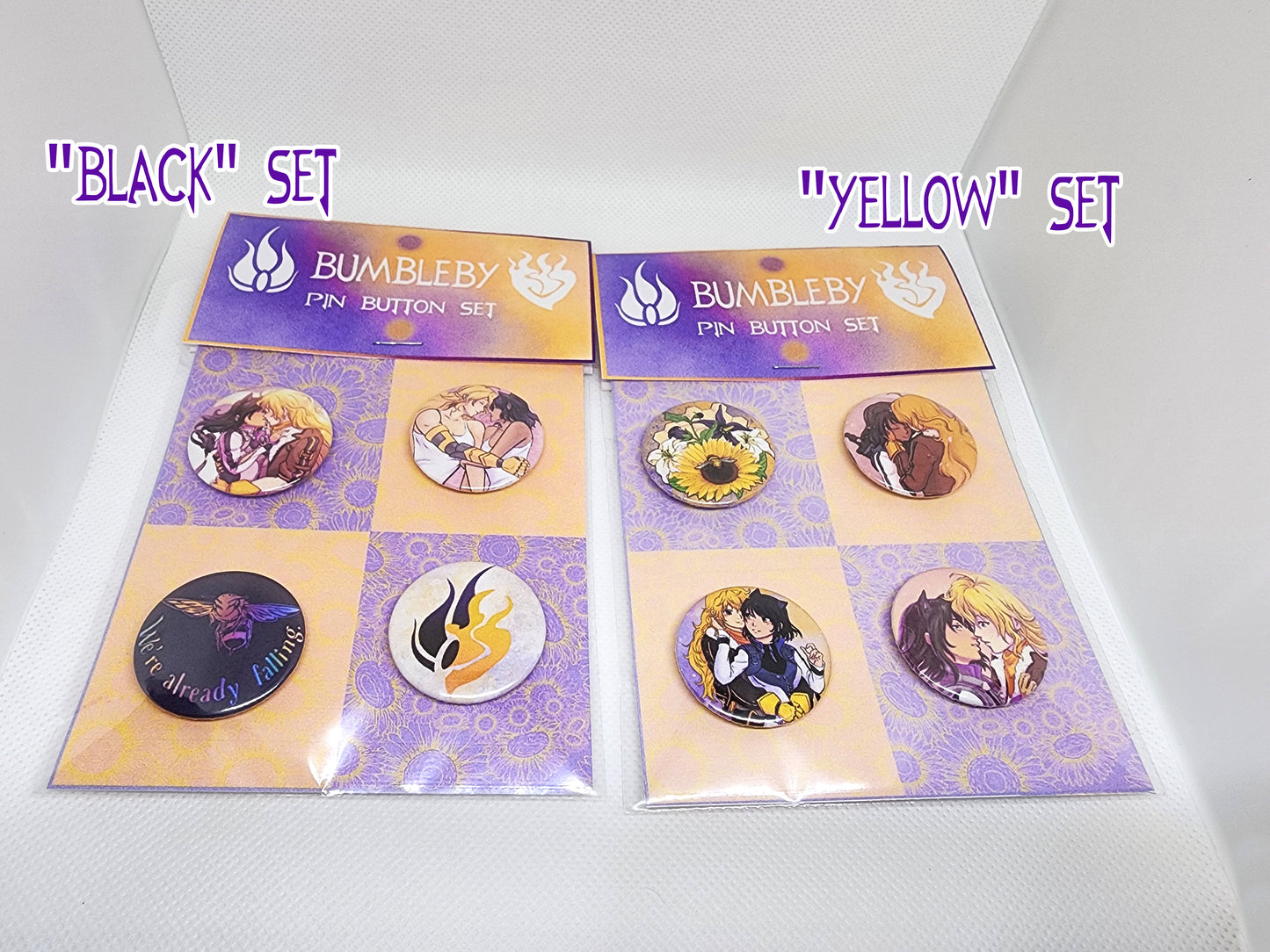 Bumbleby PIN Buttons SET 1.25" 32mm pinback button badge pack Blake and Yang BMBLB Sapphic pins collection Sweethaven Cottage Both sets (8 pins)
