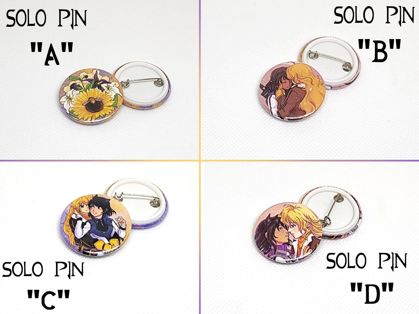 Bumbleby PIN Buttons SET 1.25" 32mm pinback button badge pack Blake and Yang BMBLB Sapphic pins collection Sweethaven Cottage Solo "C" (1 pin)