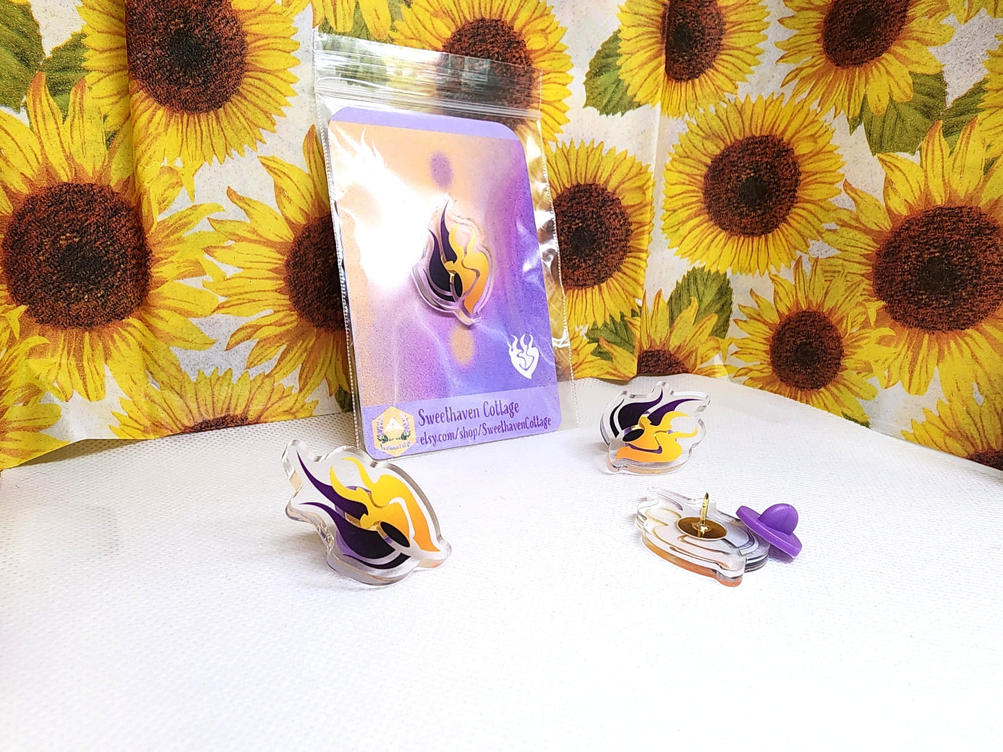 Bumbleby Emblem Clear Acrylic Pin BMBLB Bumblebee Symbol clear badge Sweethaven Cottage