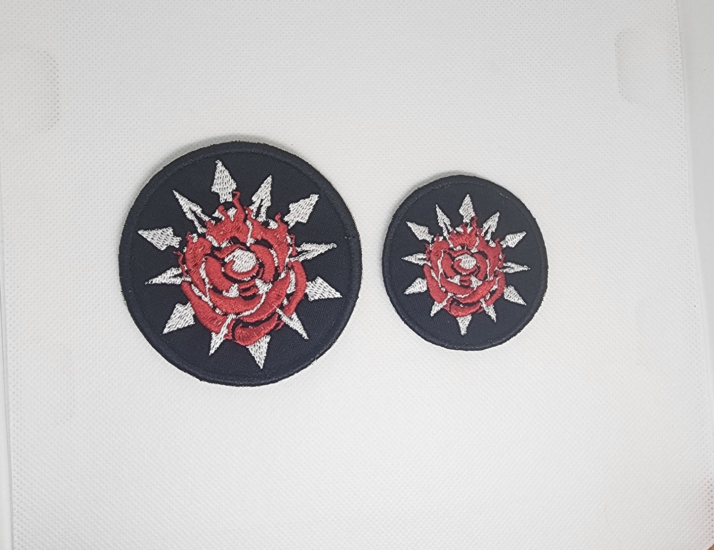 WhiteRose Embroidered Emblem Iron-on Patch WR Ruby and Weiss symbol fabric embroidery sew-on patch Free shipping Sweethaven Cottage