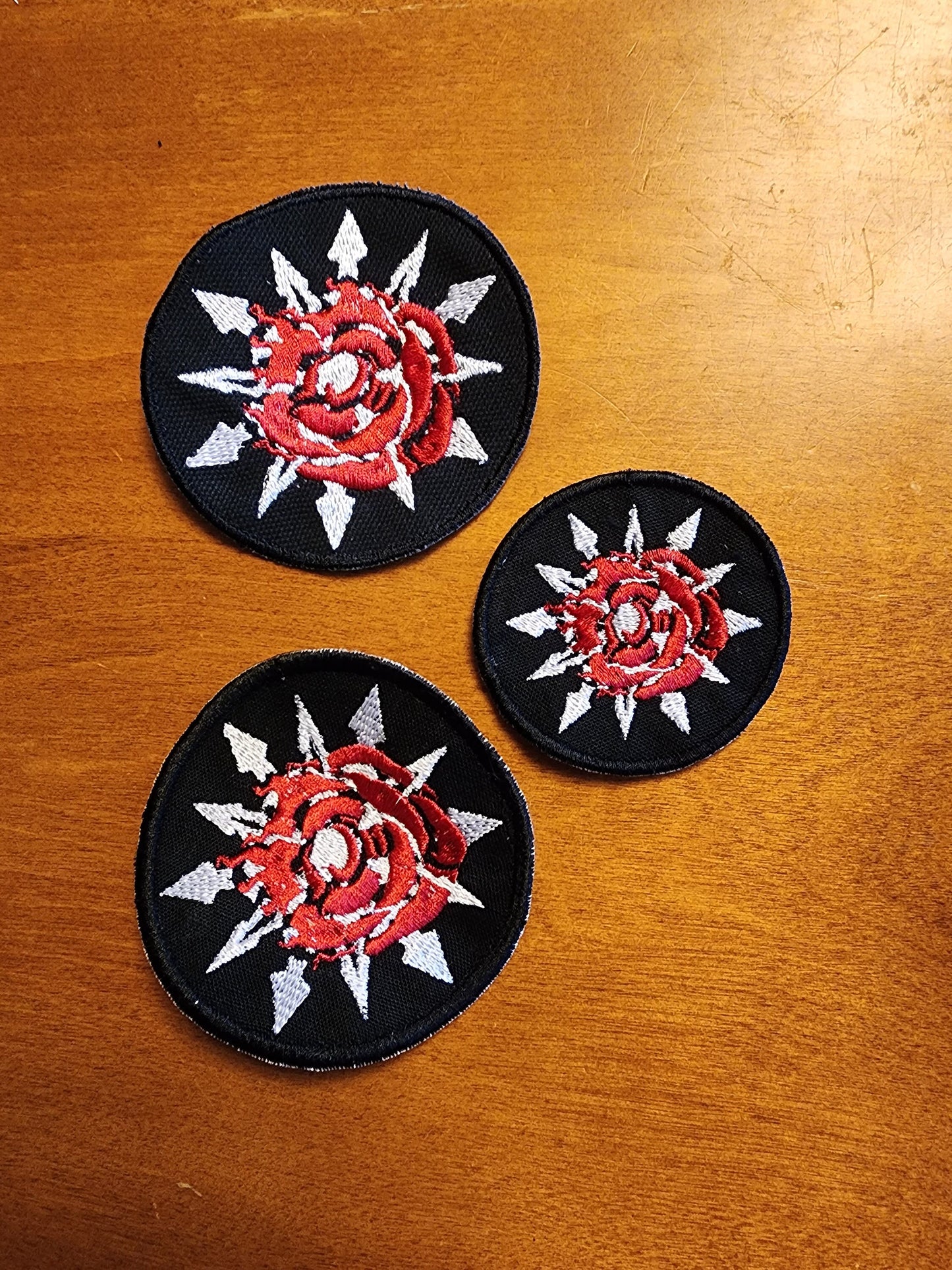 WhiteRose Embroidered Emblem Iron-on Patch WR Ruby and Weiss symbol fabric embroidery sew-on patch Free shipping Sweethaven Cottage
