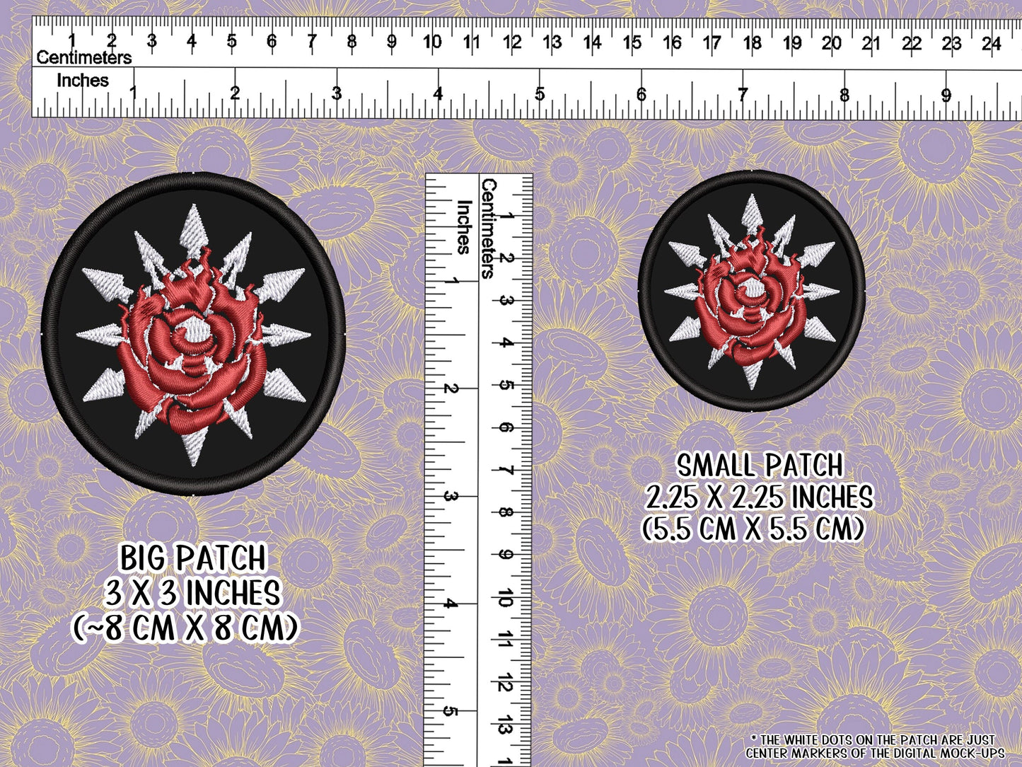 WhiteRose Embroidered Emblem Iron-on Patch WR Ruby and Weiss symbol fabric embroidery sew-on patch Free shipping Sweethaven Cottage