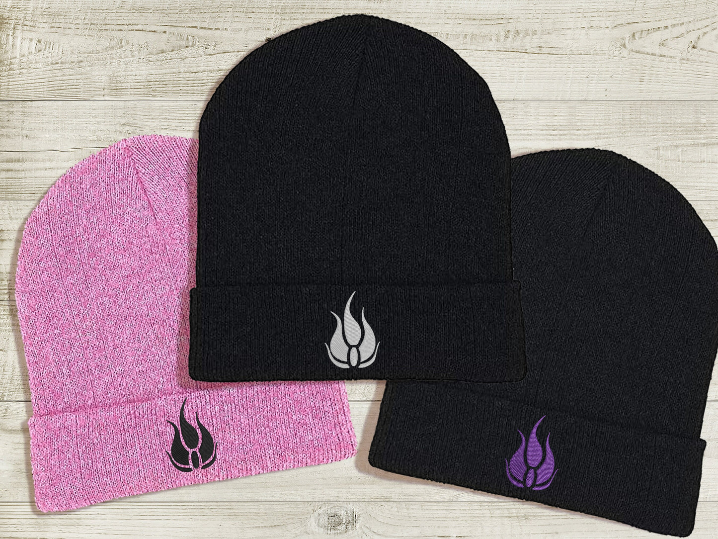 Blake Belladonna Embroidered Beanie hat | Custom cozy winter knitted skull cap with Blake's emblem Sweethaven Cottage