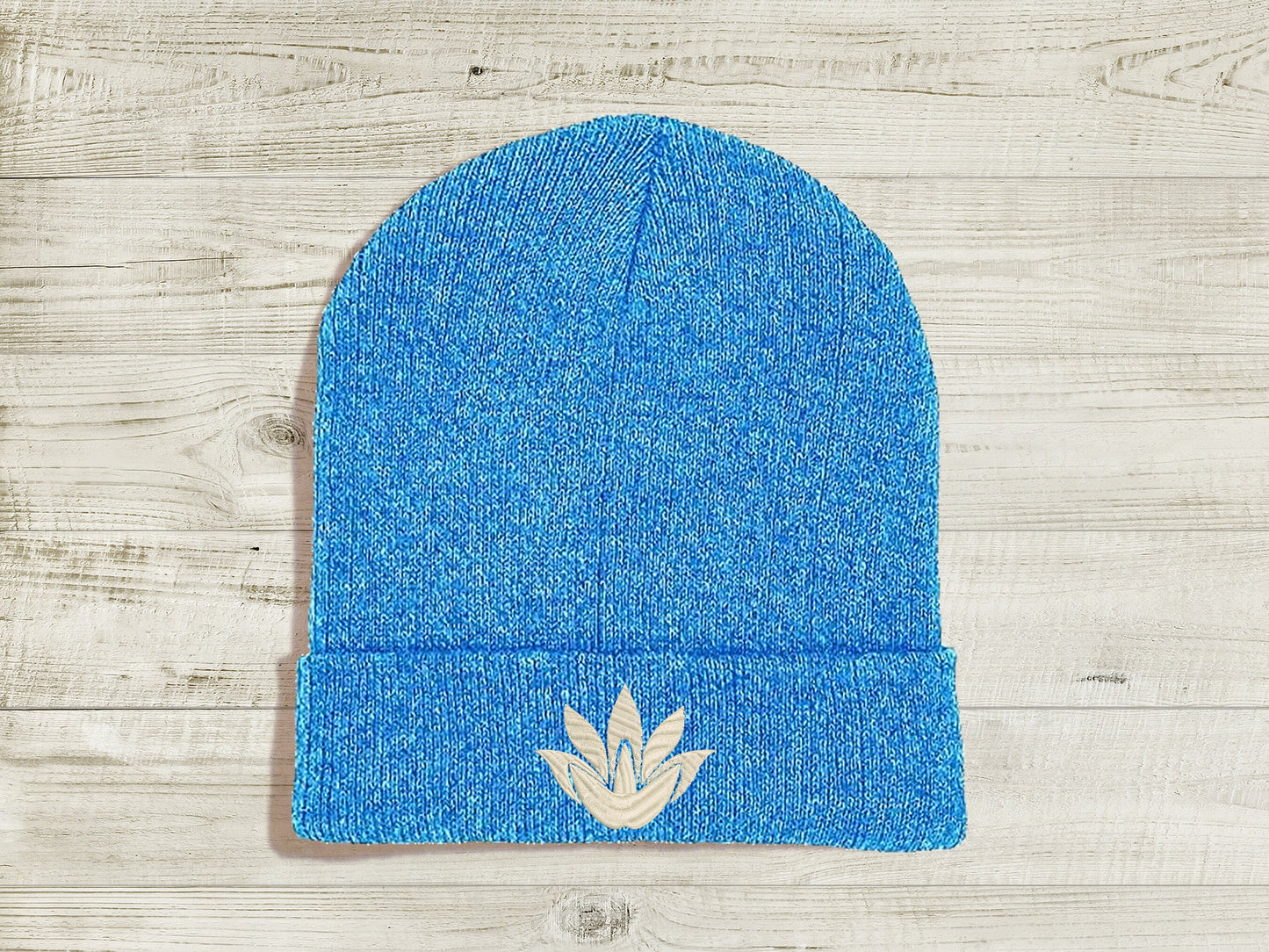 Lie Ren JNPR Embroidered Beanie hat | Custom cozy winter knitted skull cap with Ren's emblem Sweethaven Cottage Blue White