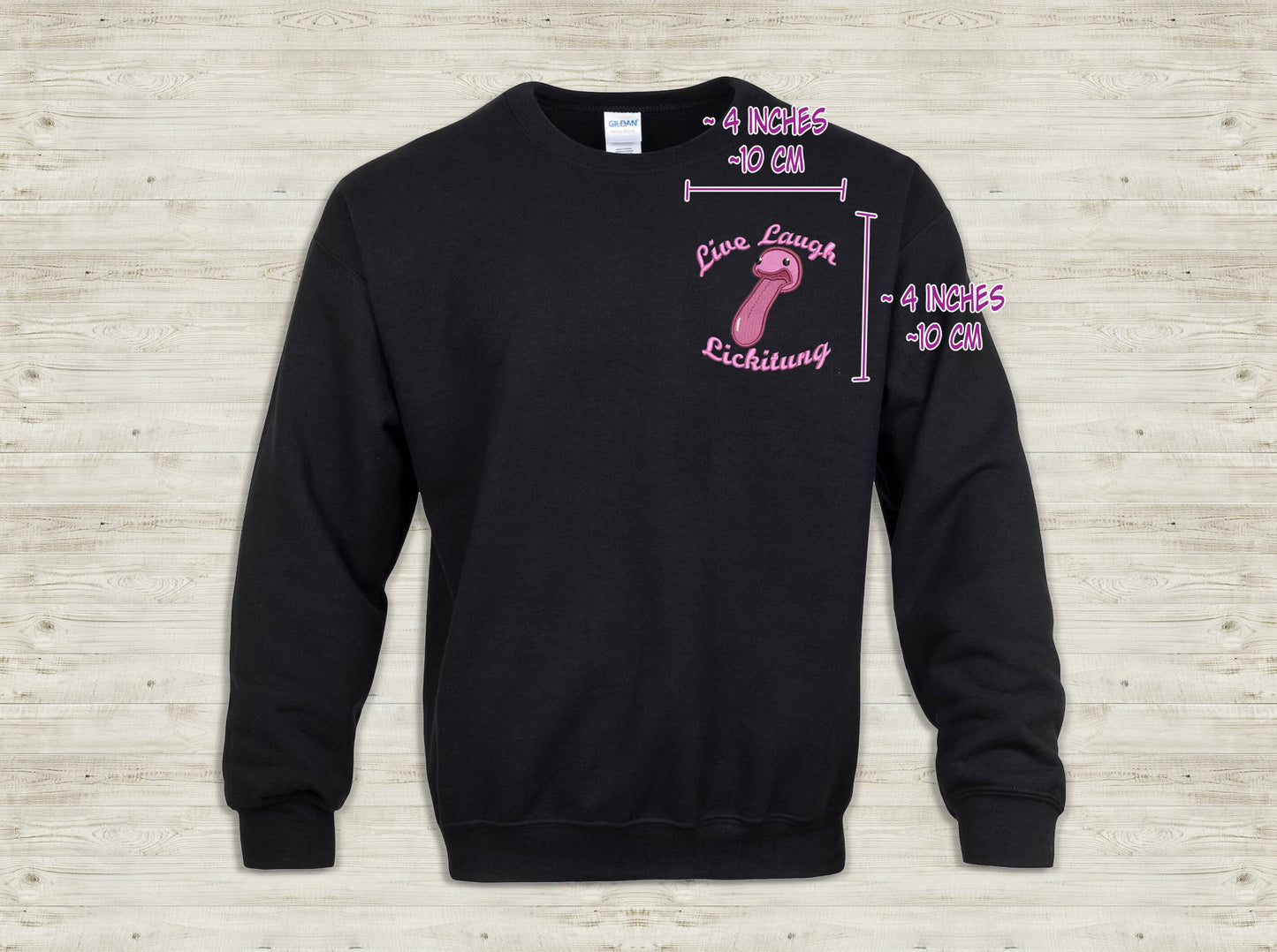 Live Laugh Lickitung Embroidered Adult Unisex Sweatshirt or Hoodie Black Pullover Crewneck Sweater Sweethaven Cottage