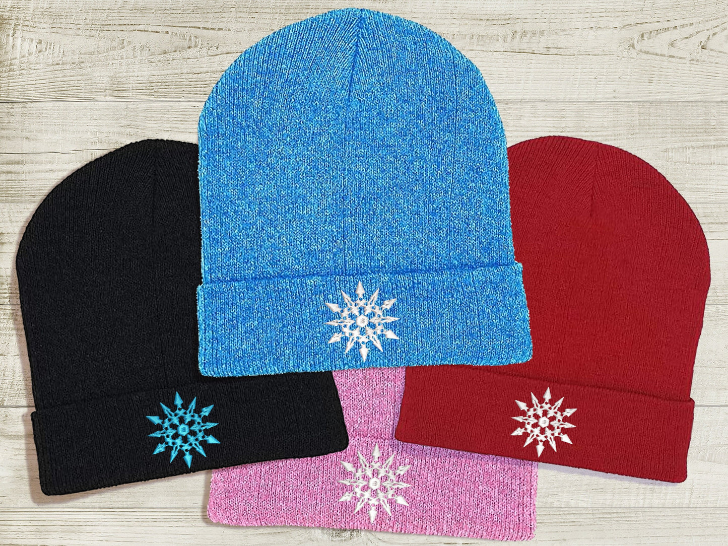 Weiss Schnee Embroidered Beanie hat | Custom cozy winter knitted skull cap with Weiss' emblem Sweethaven Cottage