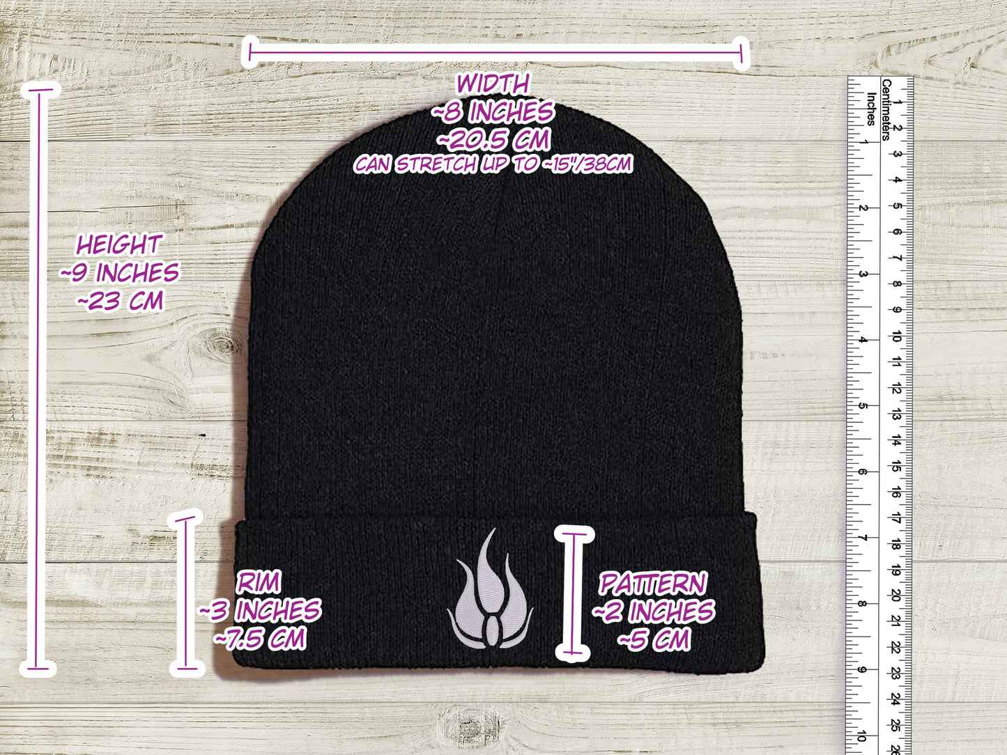 Blake Belladonna Embroidered Beanie hat | Custom cozy winter knitted skull cap with Blake's emblem Sweethaven Cottage