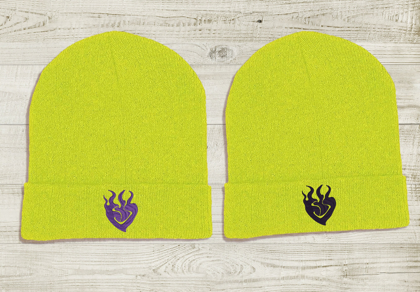 Yang Xiao Long Embroidered Beanie hat | Custom cozy winter knitted skull cap with Yang's emblem Sweethaven Cottage Neon yellow Purple