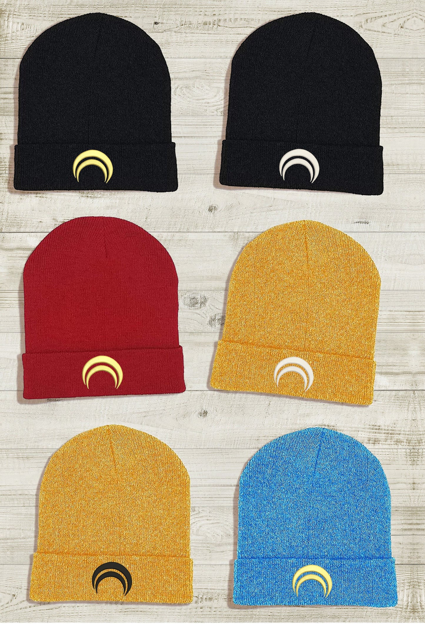 Jaune Arc JNPR Embroidered Beanie hat | Custom cozy winter knitted skull cap with Jaune's emblem Sweethaven Cottage