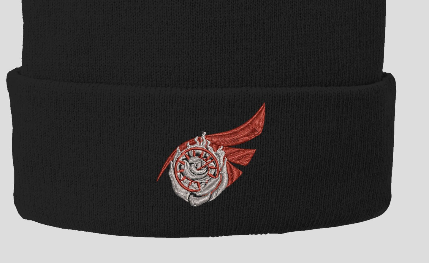 RoseBird Embroidered Beanie hat | Custom cozy winter knitted skull cap with Summer Rose and Raven Branwen's emblems Sweethaven Cottage