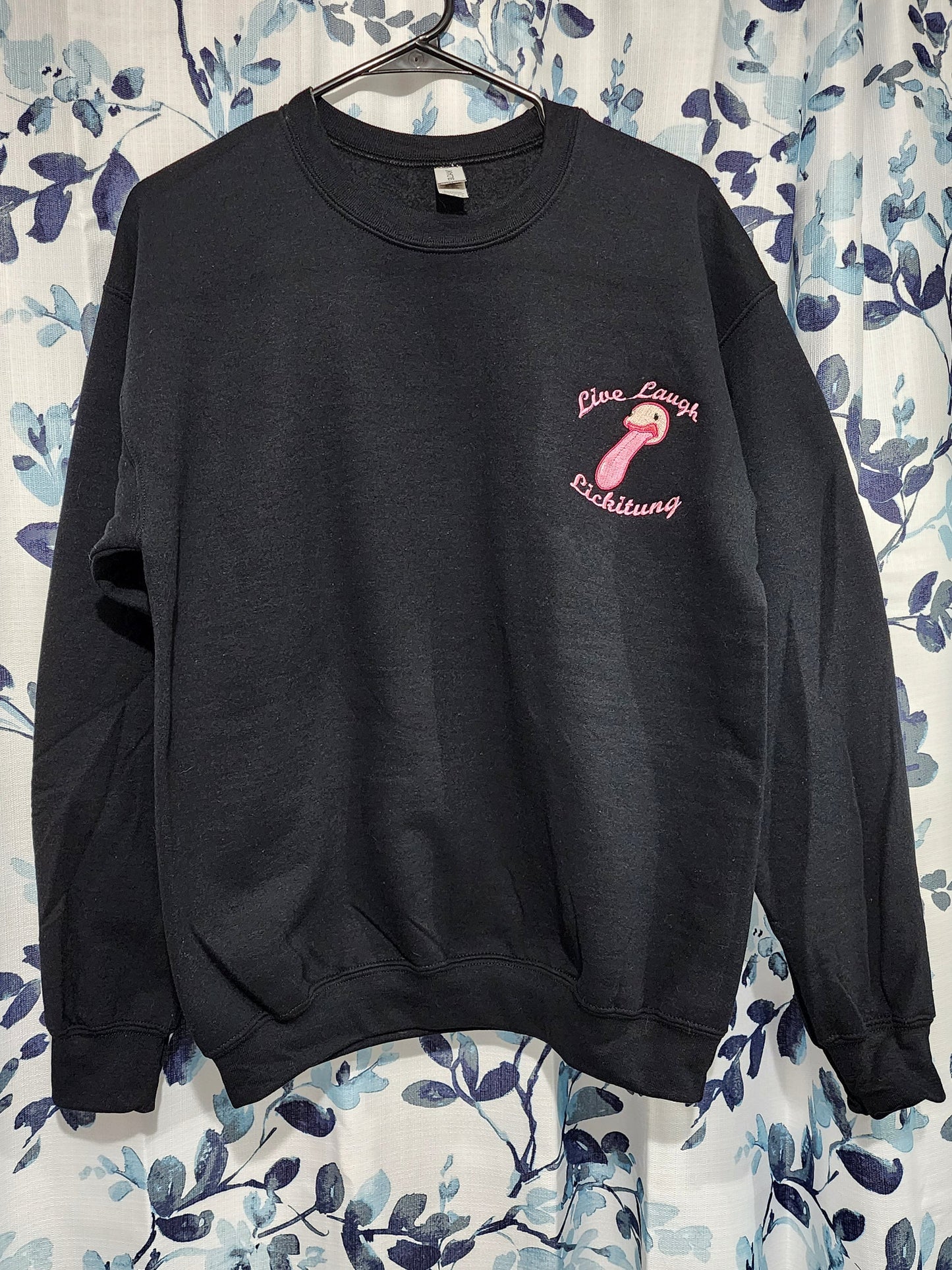 Live Laugh Lickitung Embroidered Adult Unisex Sweatshirt or Hoodie Black Pullover Crewneck Sweater Sweethaven Cottage