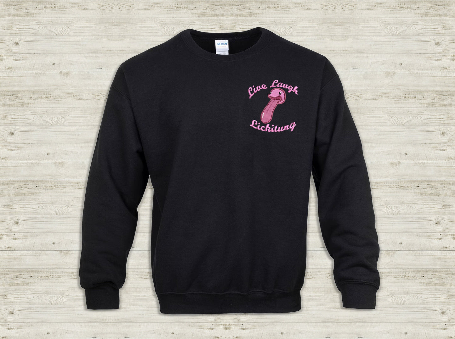 Live Laugh Lickitung Embroidered Adult Unisex Sweatshirt or Hoodie Black Pullover Crewneck Sweater Sweethaven Cottage