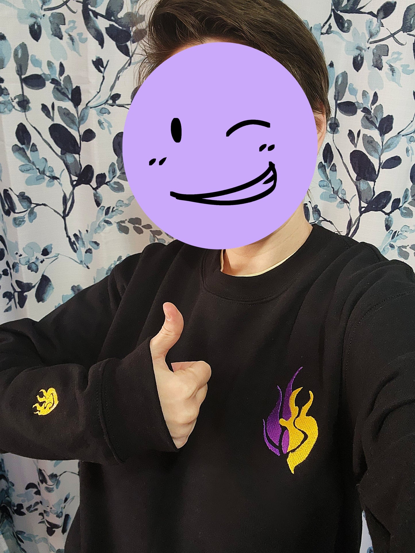 BUMBLEBY Embroidered unisex Sweatshirt Yang and Blake symbols on sleeve BMBLB Bumblebee Emblem black novelty sweater for RWBY fans Sweethaven Cottage