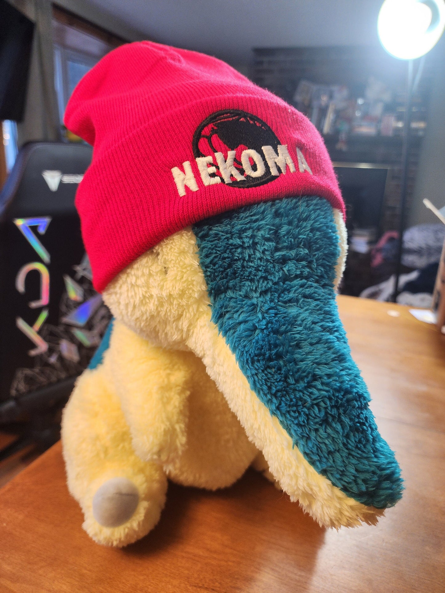 Nekoma Embroidered red Beanie hat | Custom cozy winter knitted skull cap Cats Volleyball team VBC Tokyo Sweethaven Cottage