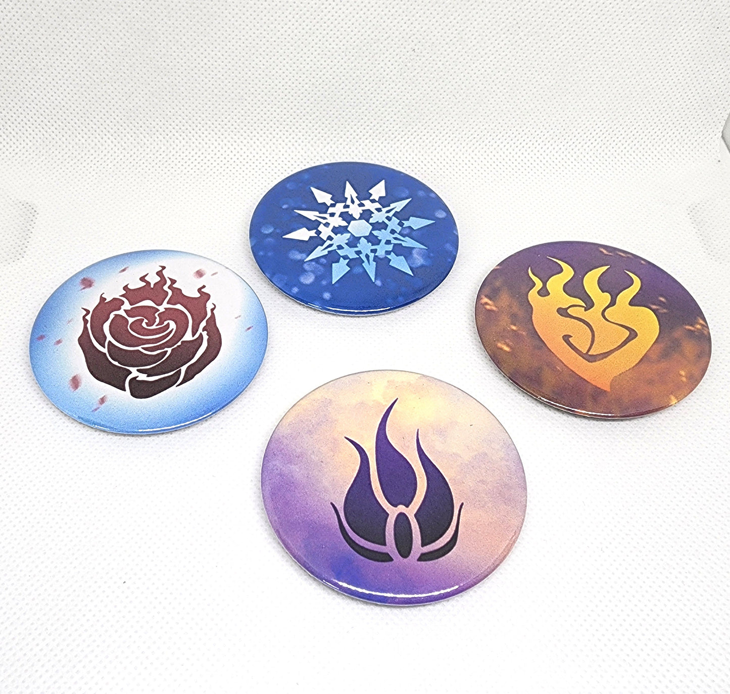 Team RWBY Fridge MAGNETS 2.25 inch 58mm round rubber magnetic accessory with Ruby Weiss Yang Blake symbols Sweethaven Cottage SET B(added designs)