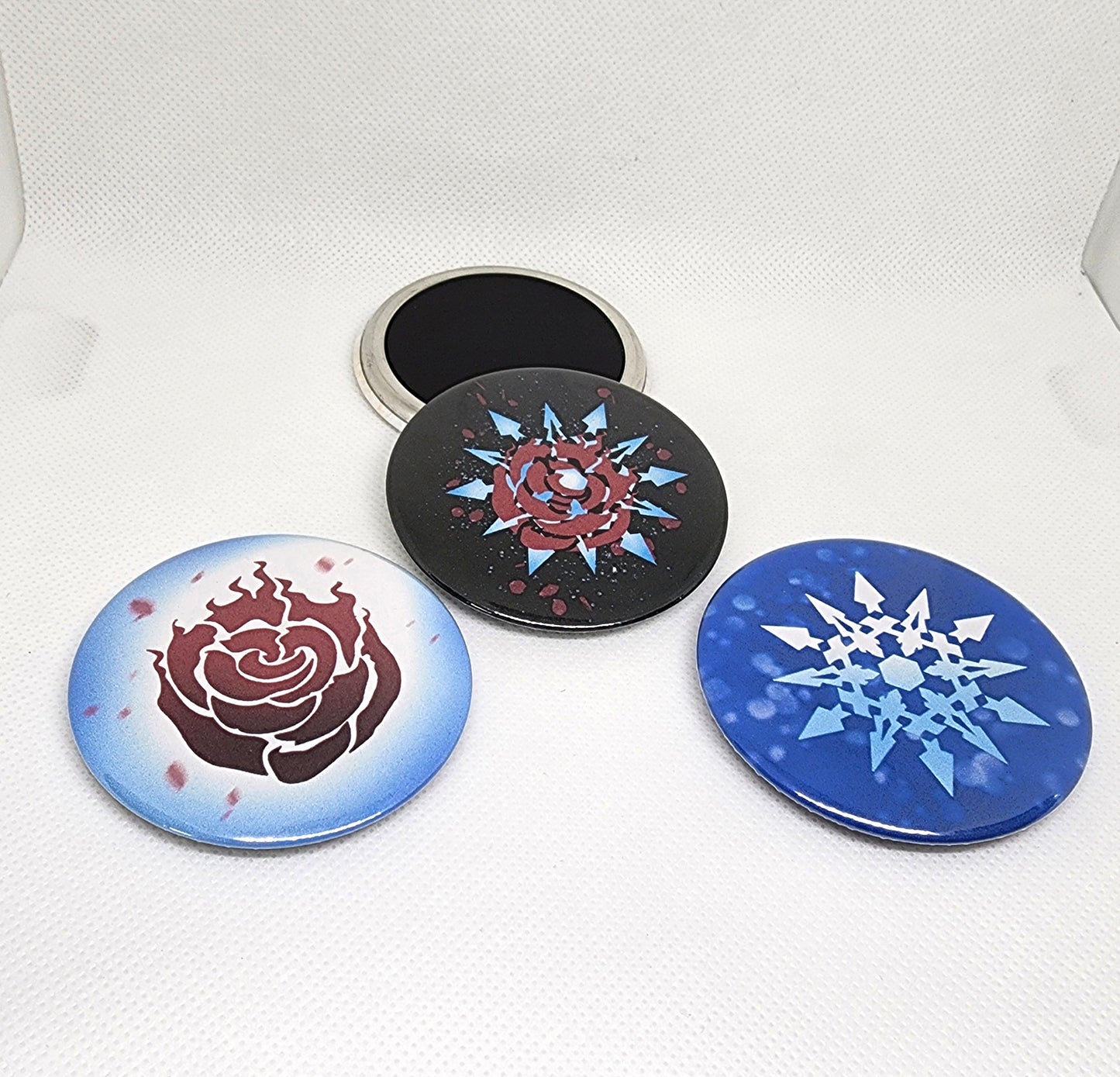 WhiteRose Fridge MAGNETS 2.25 inch 58mm Ruby and Weiss White Rose Sapphic round rubber magnetic accessory Sweethaven Cottage