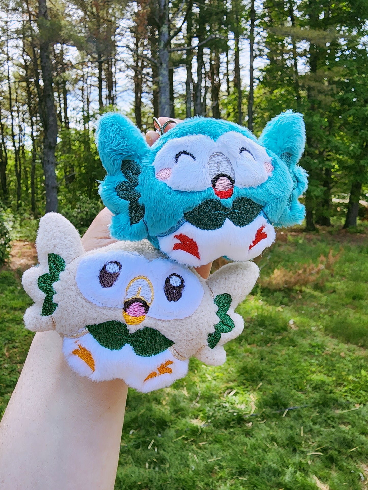 Rowlet Pokemon Plushie Keychain Plush keychain Sweethaven Cottage Both versions