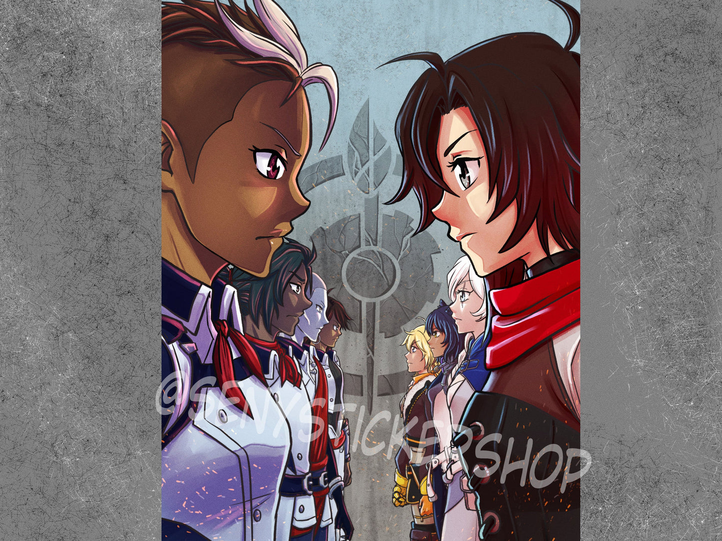 RWBY Atlas War Art Print Semi glossy premium art card and letter sized Team RWBY vs Ace-Ops poster  Sweethaven Cottage   