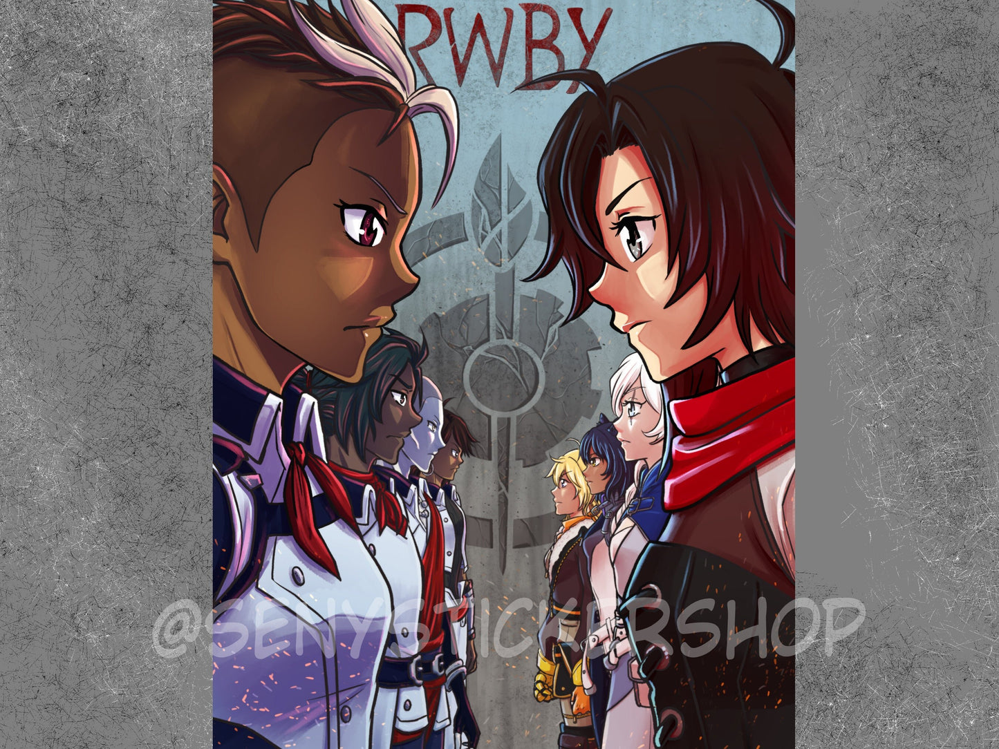 RWBY Atlas War Art Print Semi glossy premium art card and letter sized Team RWBY vs Ace-Ops poster  Sweethaven Cottage   