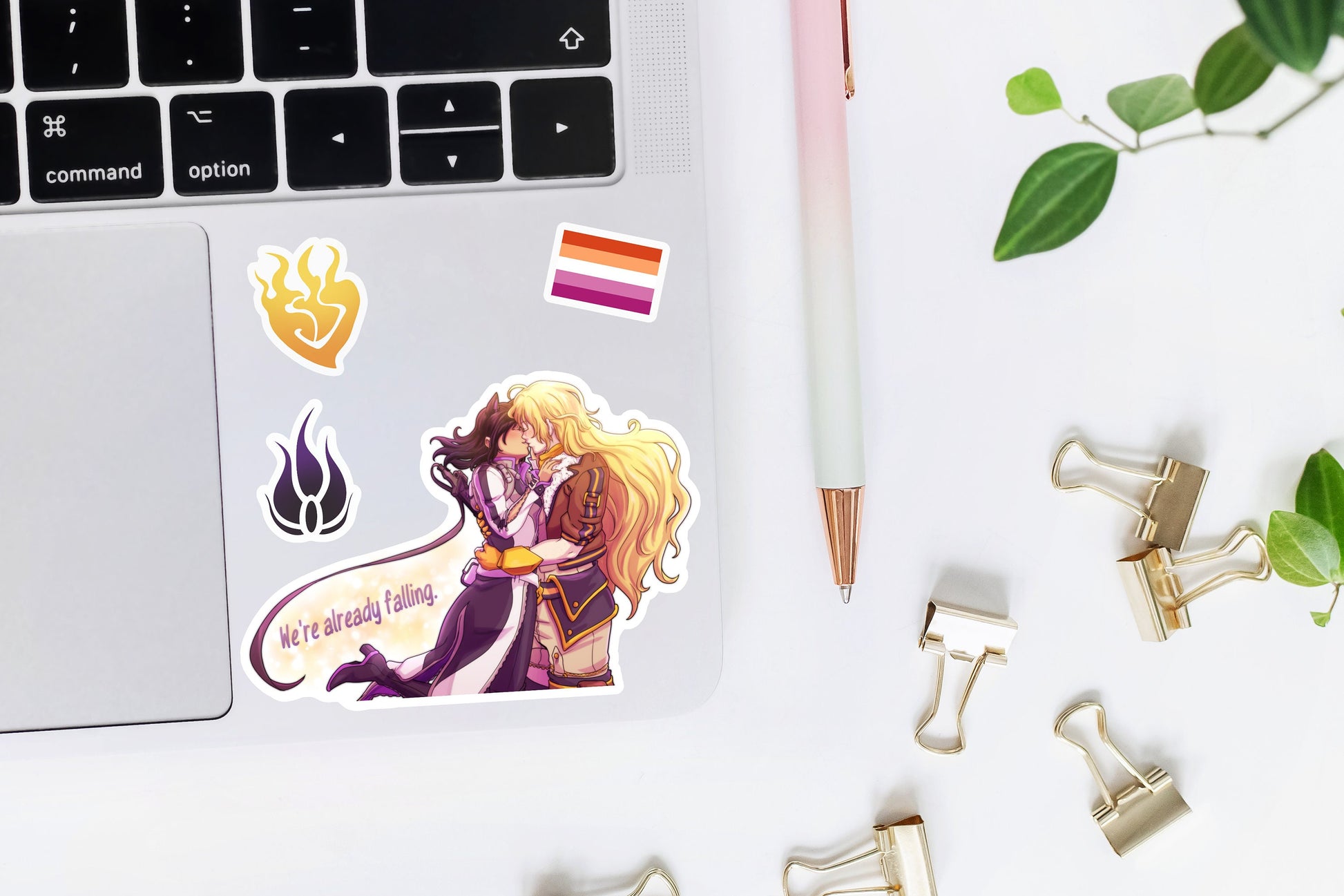 BUMBLEBY Kiss WATERPROOF Vinyl Sticker BMBLB Yang and Blake Romantic Semi-glossy Dishwasher-safe laminated vinyl decal  Sweethaven Cottage   