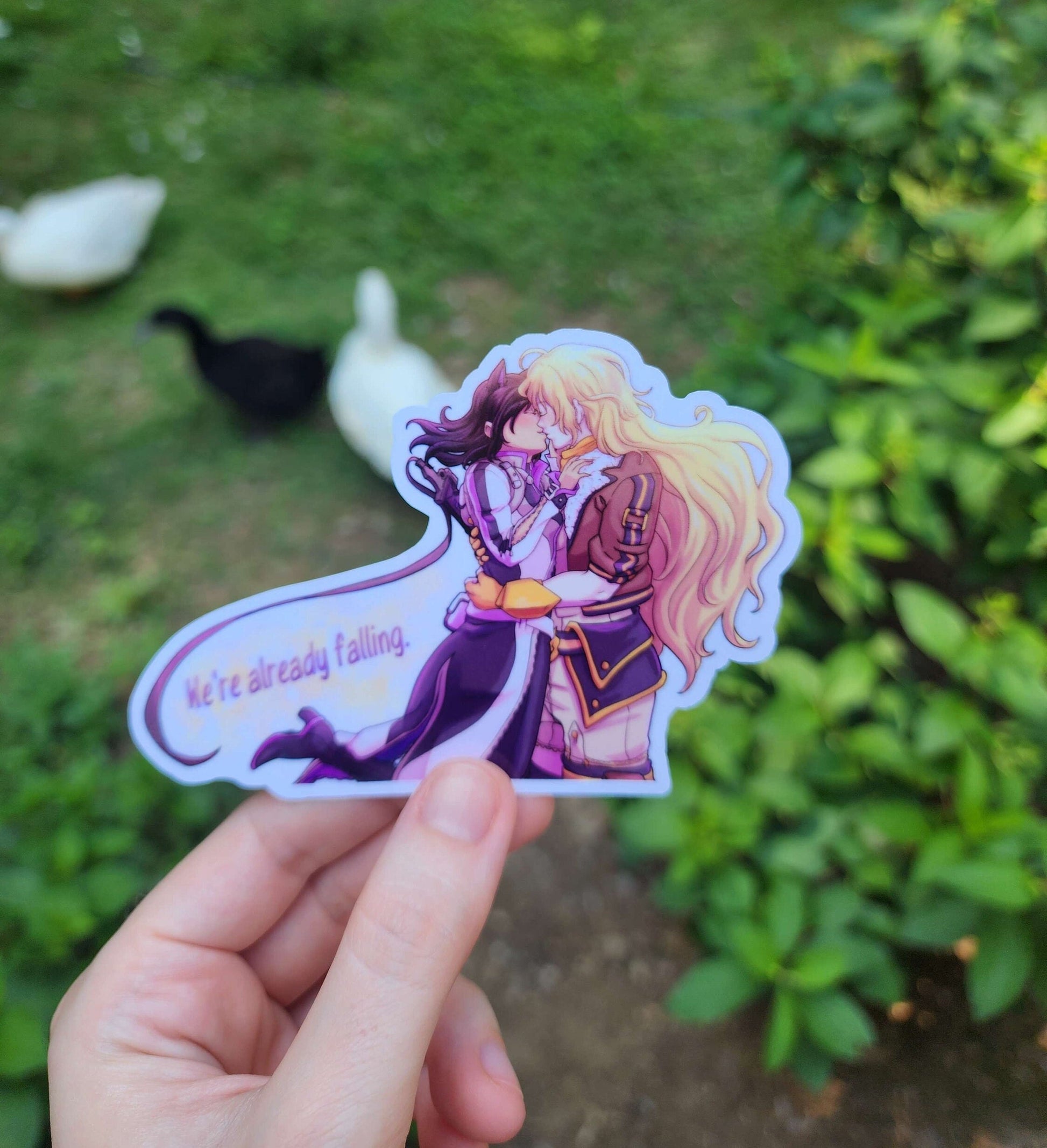 BUMBLEBY Kiss WATERPROOF Vinyl Sticker BMBLB Yang and Blake Romantic Semi-glossy Dishwasher-safe laminated vinyl decal  Sweethaven Cottage   