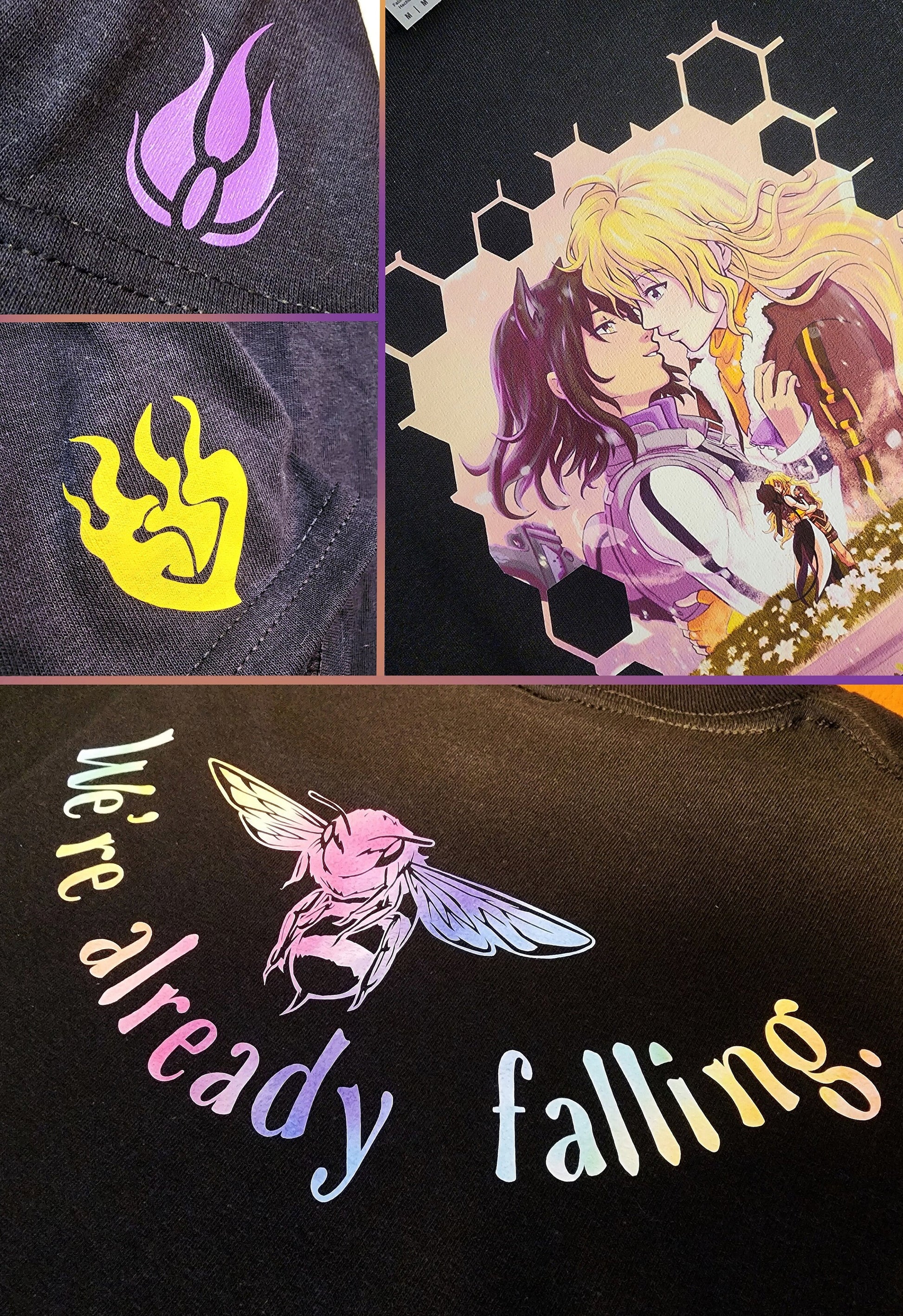 Custom BUMBLEBY "Worthy" Unisex T-shirt 100% cotton Yang and Blake symbols on sleeve BMBLB Rainbow Bumblebee black novelty shirt  Sweethaven Cottage   