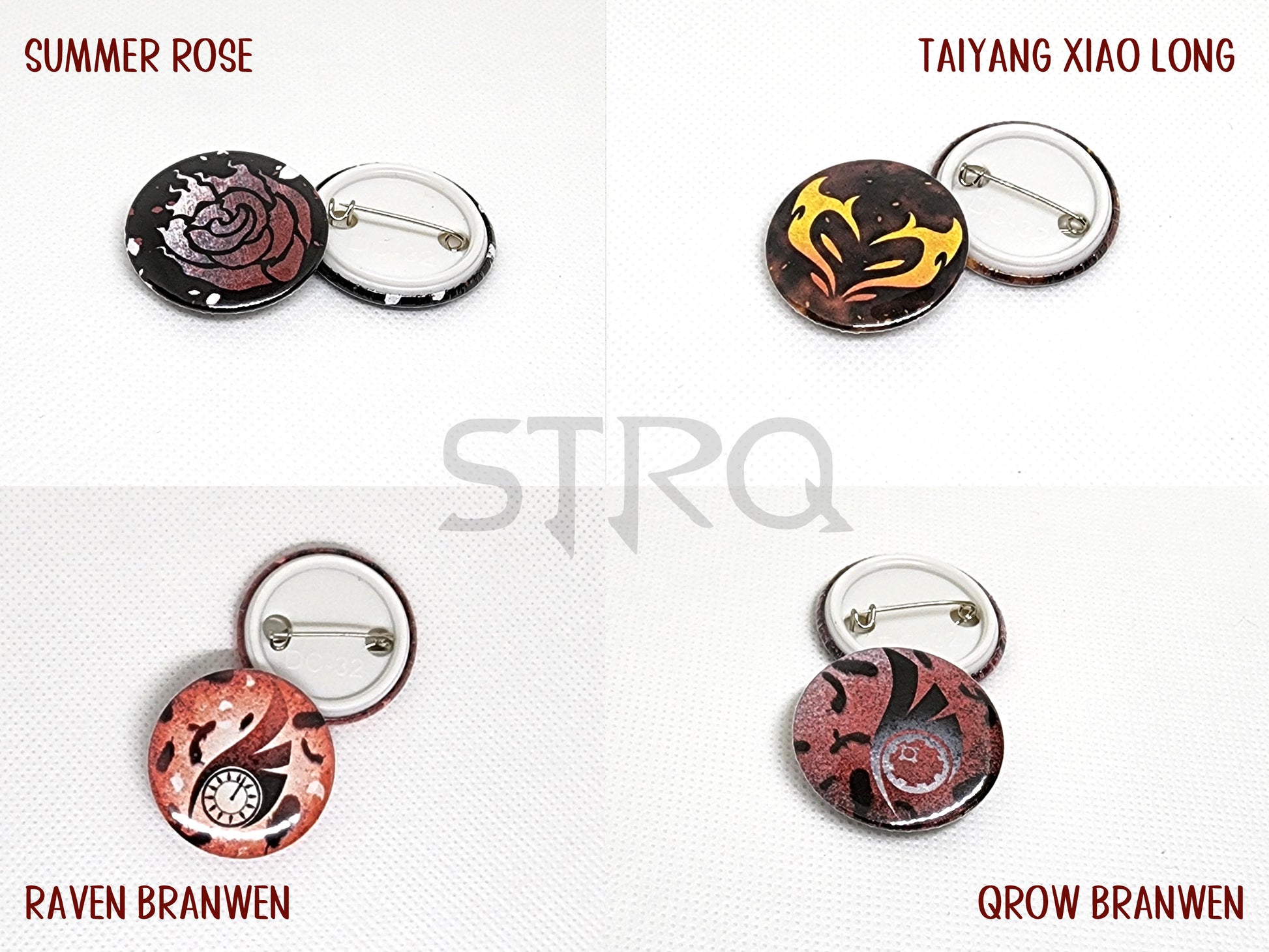 Team STRQ PIN Buttons SET 1.25" 32mm pinback button badge emblem pack Summer Rose, Taiyang, Raven and Qrow Branwen symbol pins collection  Sweethaven Cottage Summer - Single pin  