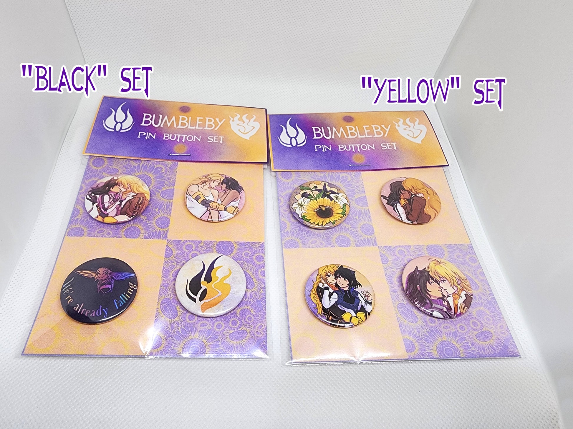 Bumbleby PIN Buttons SET 1.25" 32mm pinback button badge pack Blake and Yang BMBLB Sapphic pins collection  Sweethaven Cottage Both sets (8 pins)  