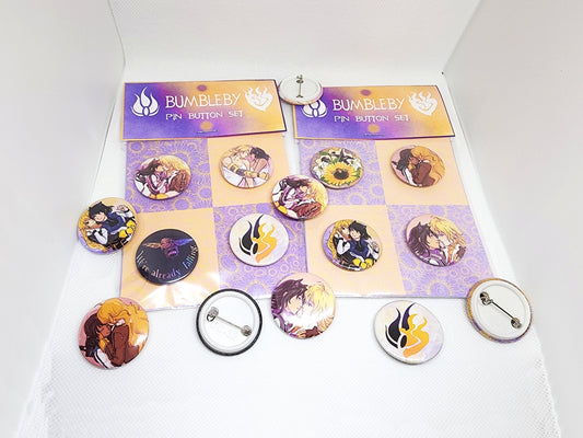 Bumbleby PIN Buttons SET 1.25" 32mm pinback button badge pack Blake and Yang BMBLB Sapphic pins collection  Sweethaven Cottage   