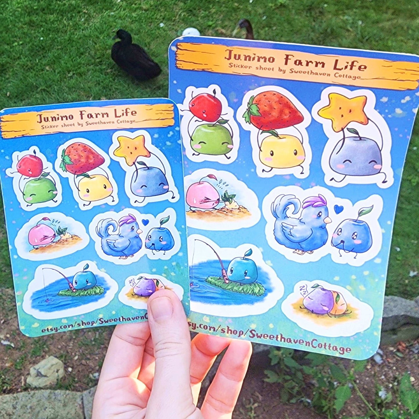 Junimo Sticker sheet Stardew Valley Faming life cute water-resistant glossy vinyl stickers  Sweethaven Cottage SET of small+big  