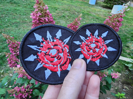 WhiteRose Embroidered Emblem Iron-on Patch WR Ruby and Weiss symbol fabric embroidery sew-on patch Free shipping  Sweethaven Cottage   