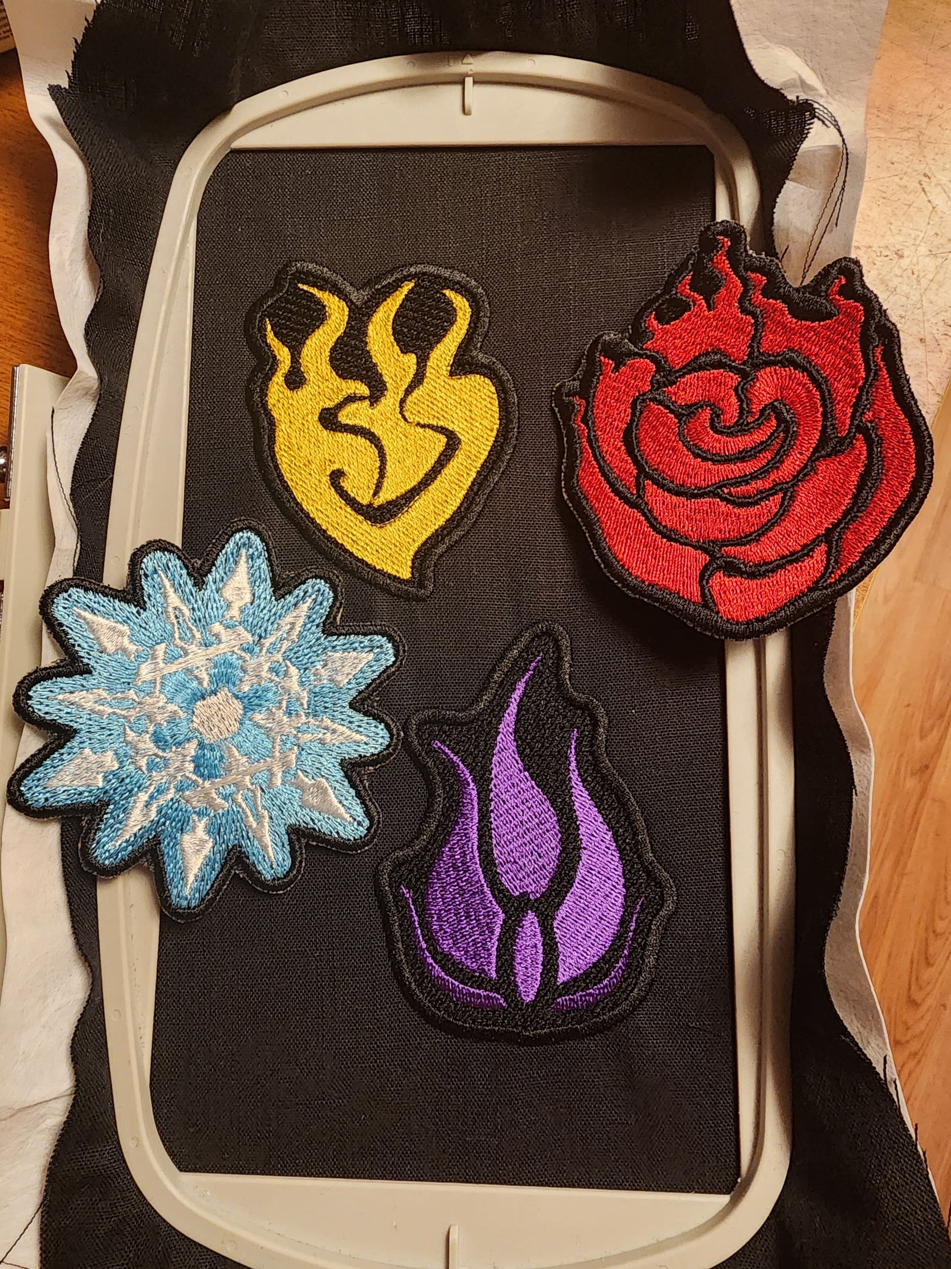 Team RWBY Embroidered Emblem Iron-on Patch SET symbol fabric embroidery patches Free shipping  Sweethaven Cottage   