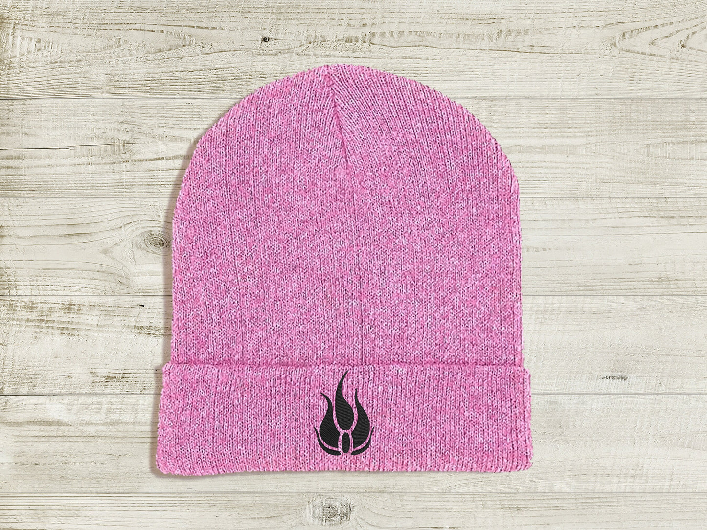 Blake Belladonna Embroidered Beanie hat | Custom cozy winter knitted skull cap with Blake's emblem  Sweethaven Cottage Pink White 