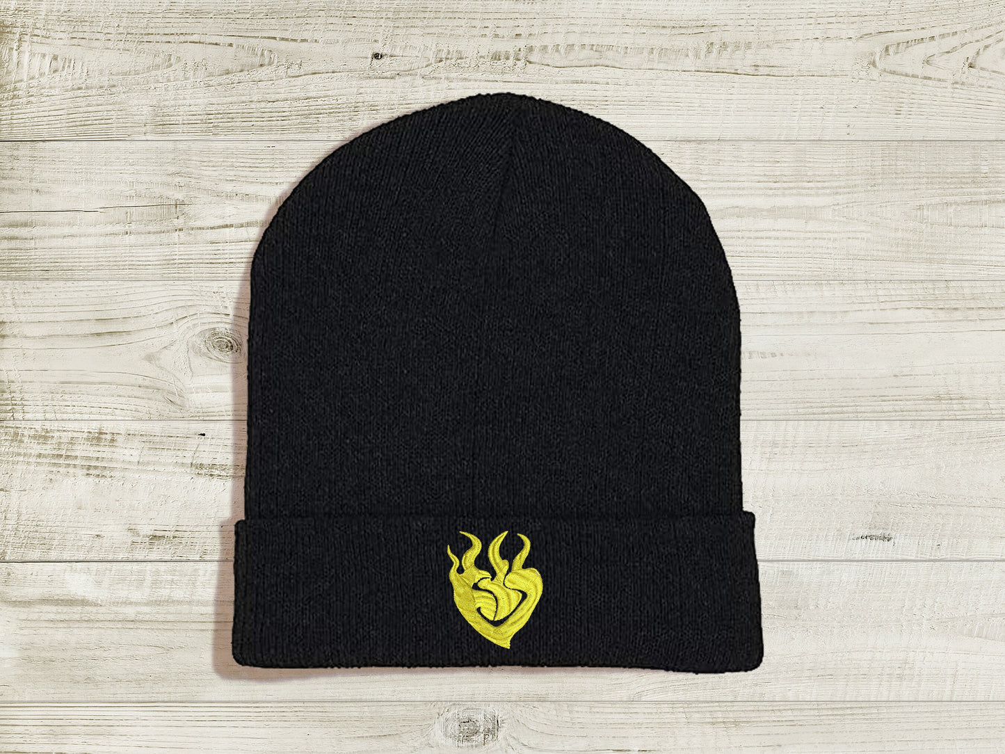 Yang Xiao Long Embroidered Beanie hat | Custom cozy winter knitted skull cap with Yang's emblem  Sweethaven Cottage Gold Black 