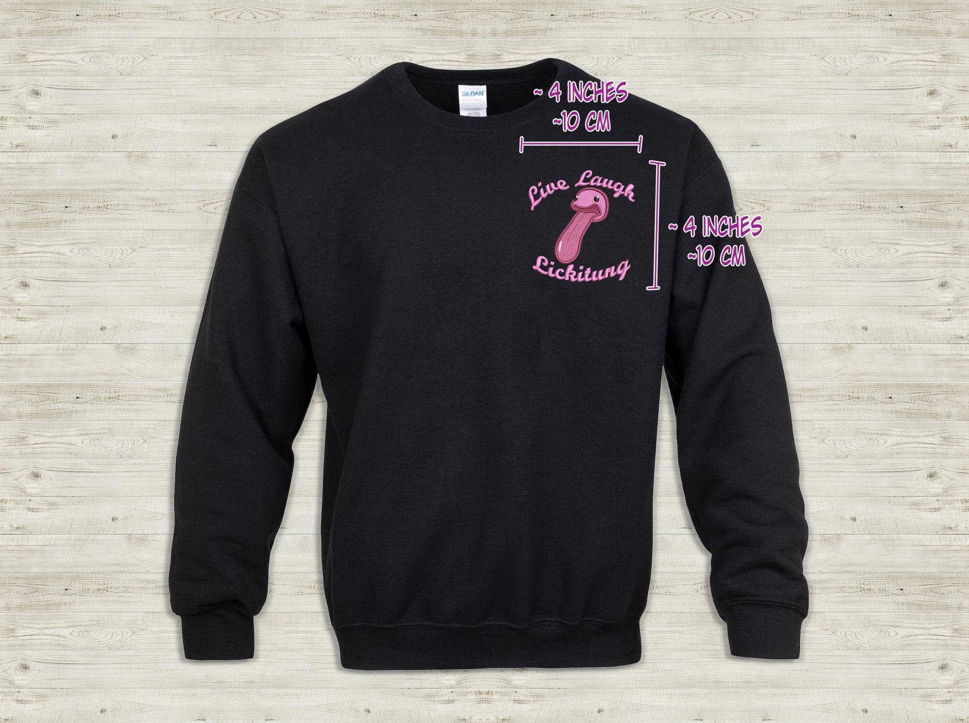 Live Laugh Lickitung Embroidered Adult Unisex Sweatshirt or Hoodie Black Pullover Crewneck Sweater  Sweethaven Cottage   