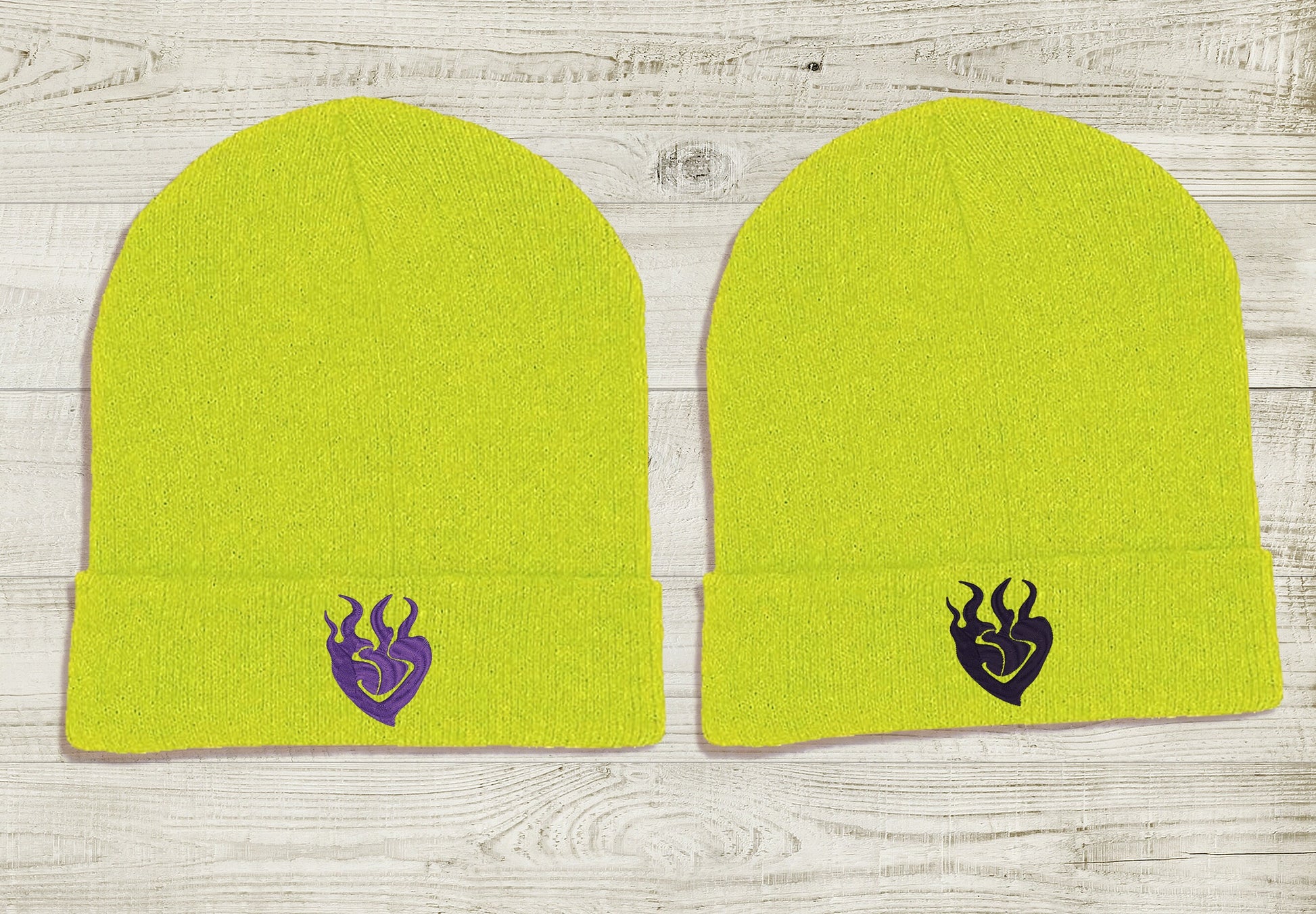 Yang Xiao Long Embroidered Beanie hat | Custom cozy winter knitted skull cap with Yang's emblem  Sweethaven Cottage Neon yellow Purple 