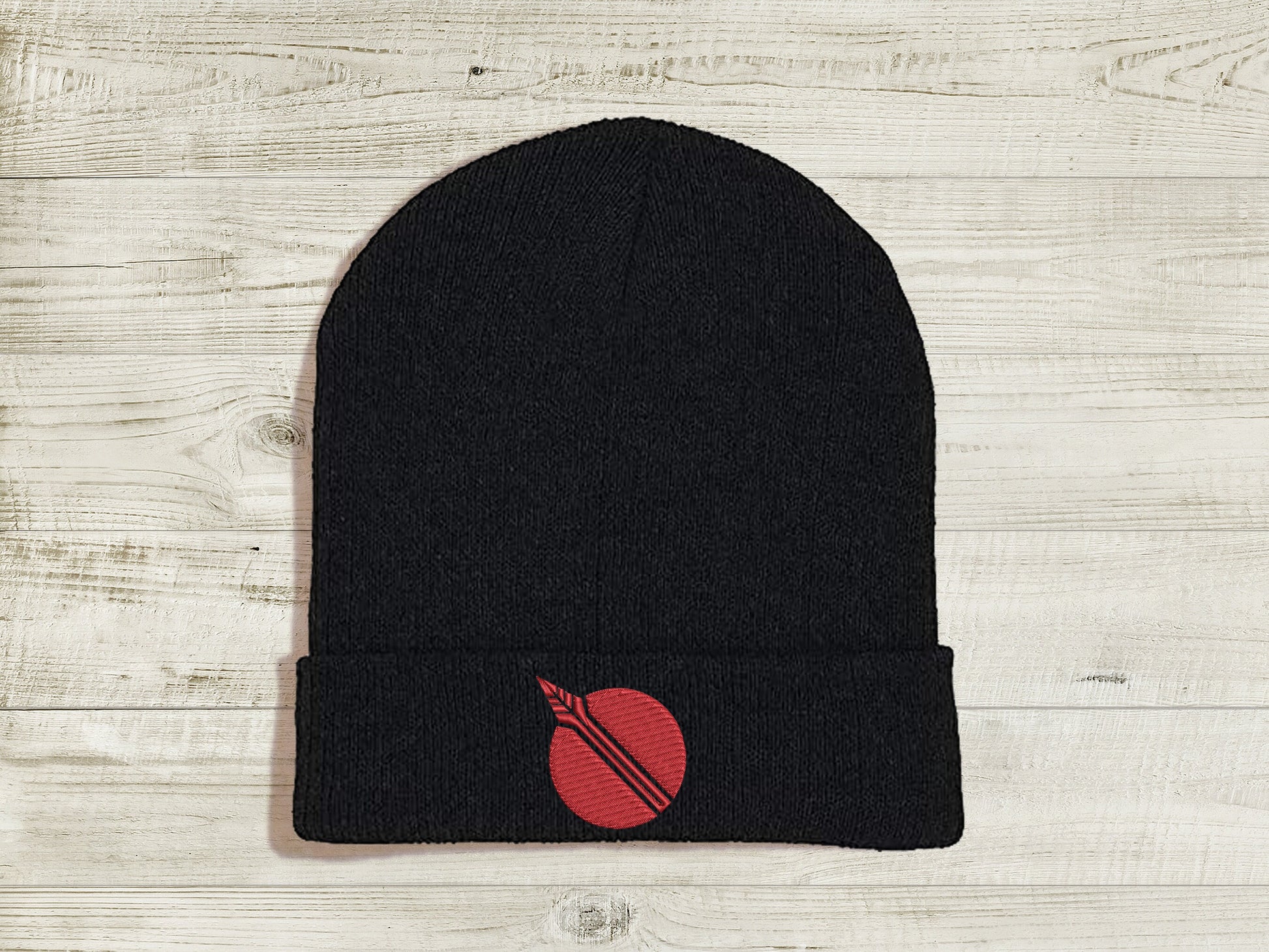 Pyrrha Nikos JNPR Embroidered Beanie hat | Custom cozy winter knitted skull cap with Pyrrha's emblem  Sweethaven Cottage Gold Black 
