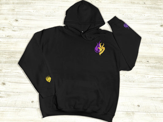 BUMBLEBY Embroidered Hoodie with Yang and Blake symbols on sleeve BMBLB Bumblebee Emblem black novelty unisex hooded pullover for RWBY fans