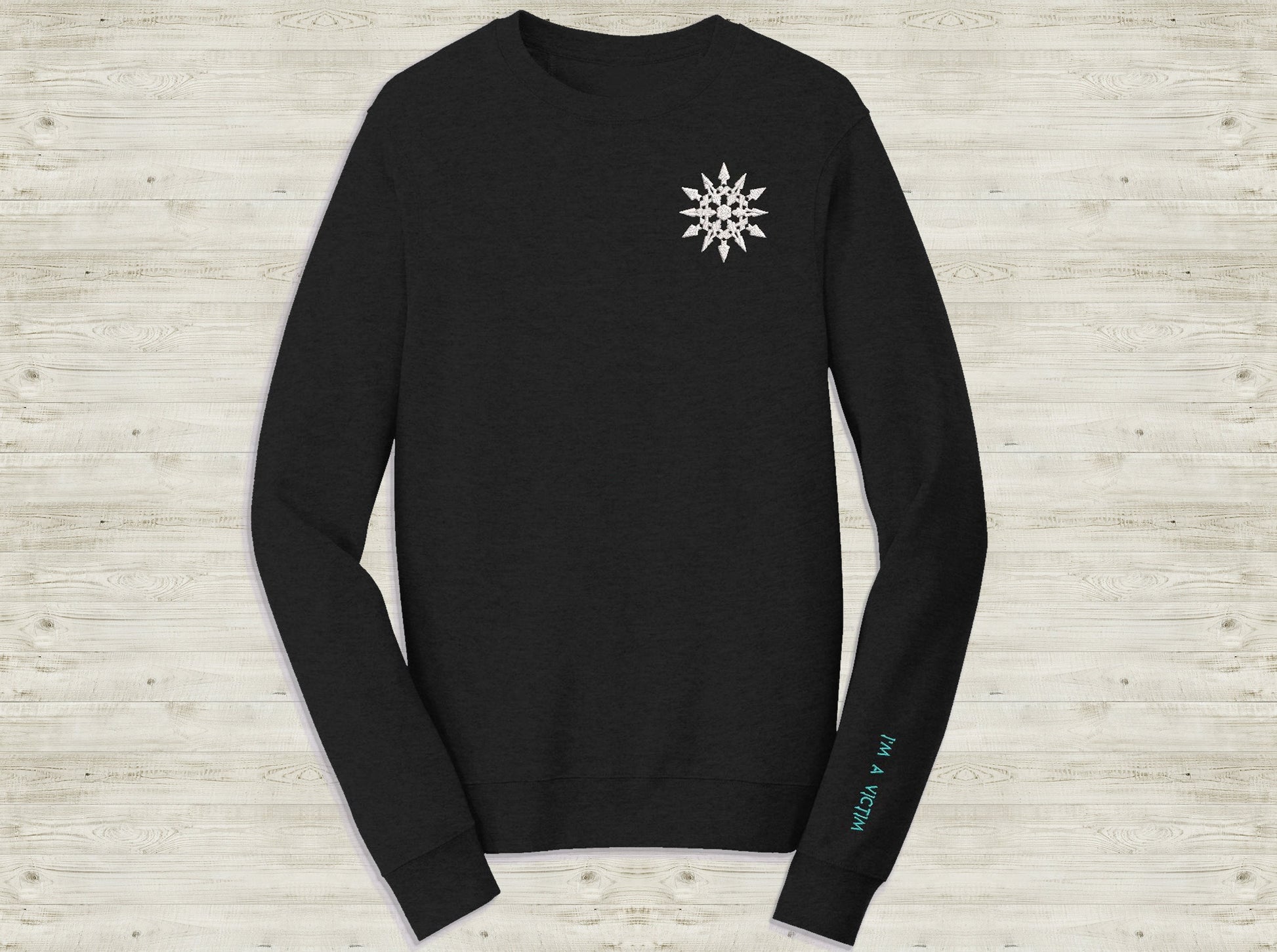 Customizable Weiss Schnee Emblem Embroidered unisex Sweatshirt with your quote on sleeve Custom black novelty pullover sweater for RWBY fans