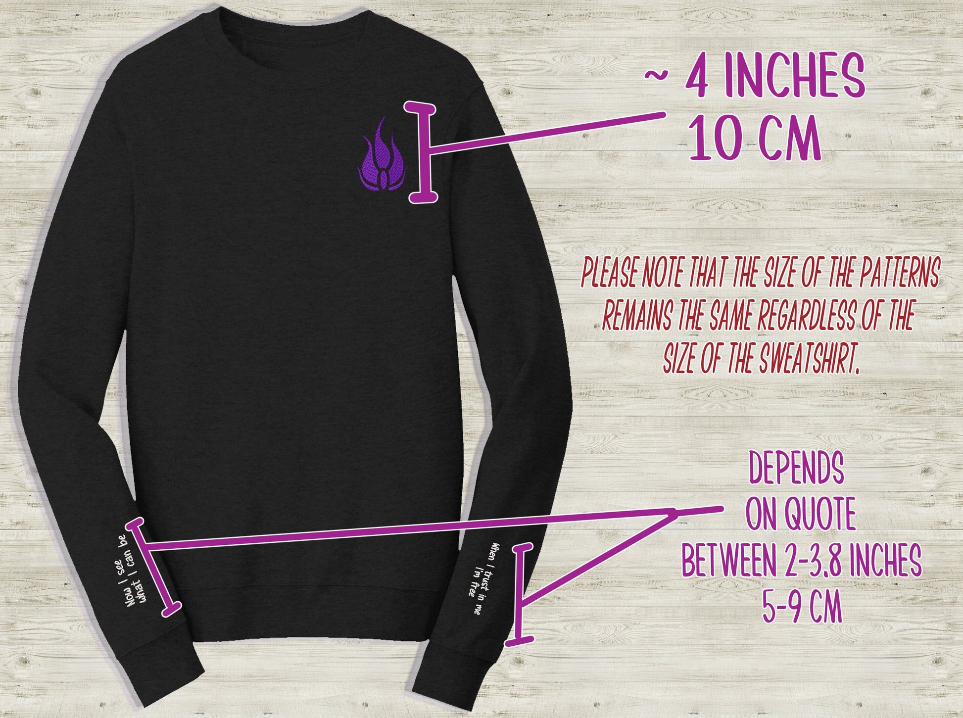 Customizable Yang Xiao Long Emblem Embroidered unisex Sweatshirt with your quote on sleeves Black novelty pullover sweater for RWBY fans