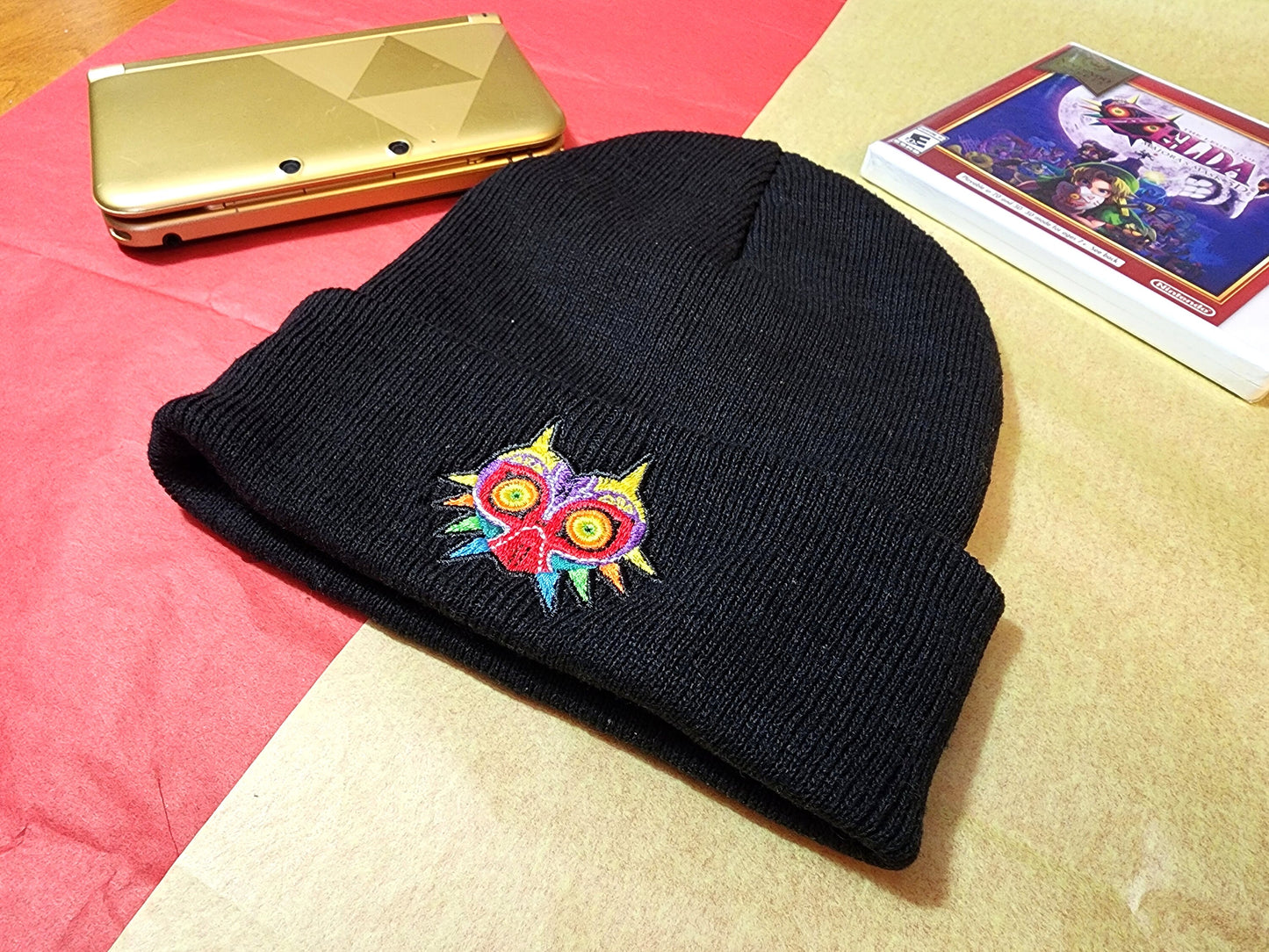 Majora's Mask Embroidered Beanie hat | Custom cozy winter knitted skull cap with TLoZ Skull Kid Majoras Mask  Sweethaven Cottage   