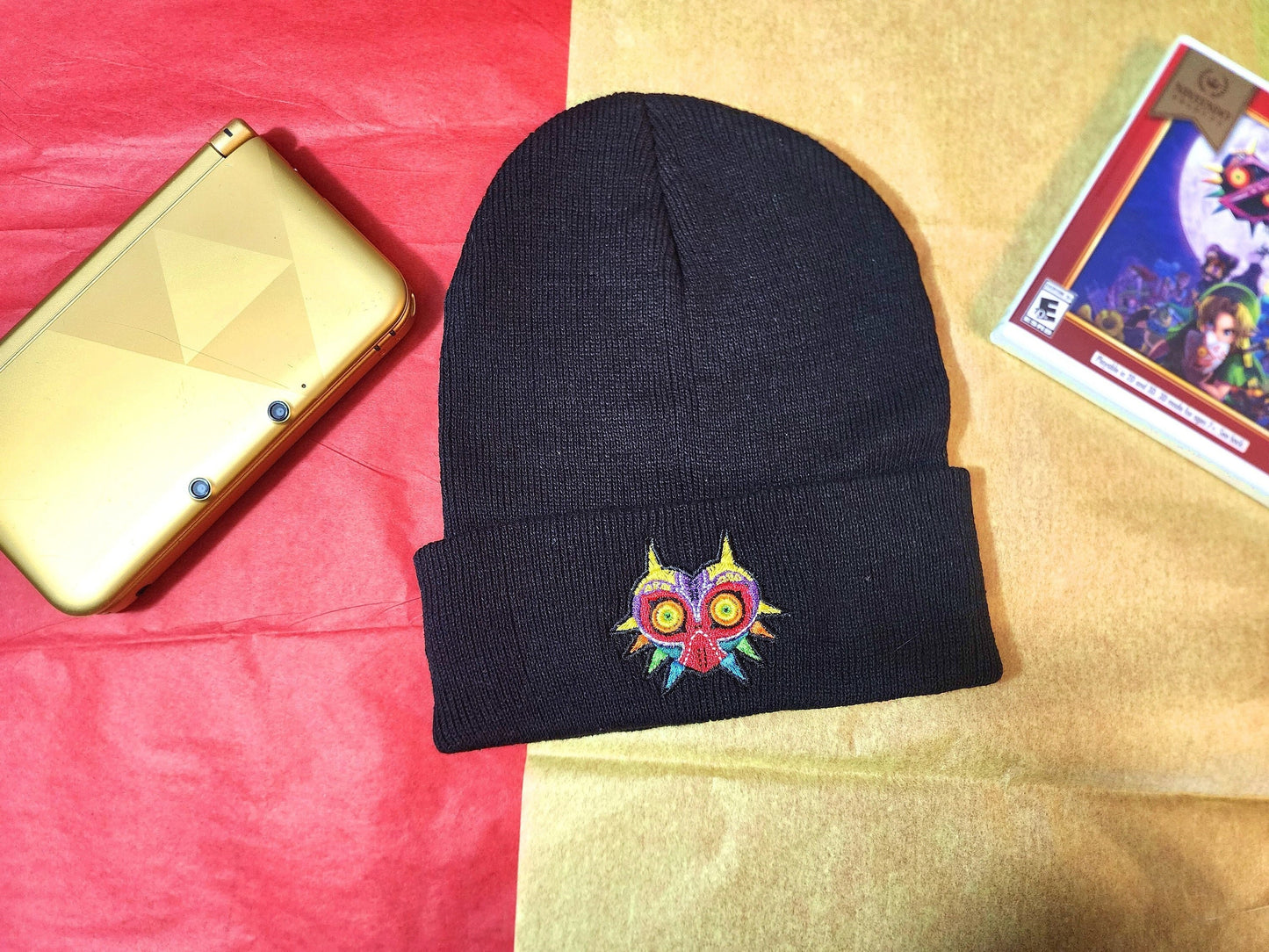 Majora's Mask Embroidered Beanie hat | Custom cozy winter knitted skull cap with TLoZ Skull Kid Majoras Mask  Sweethaven Cottage   