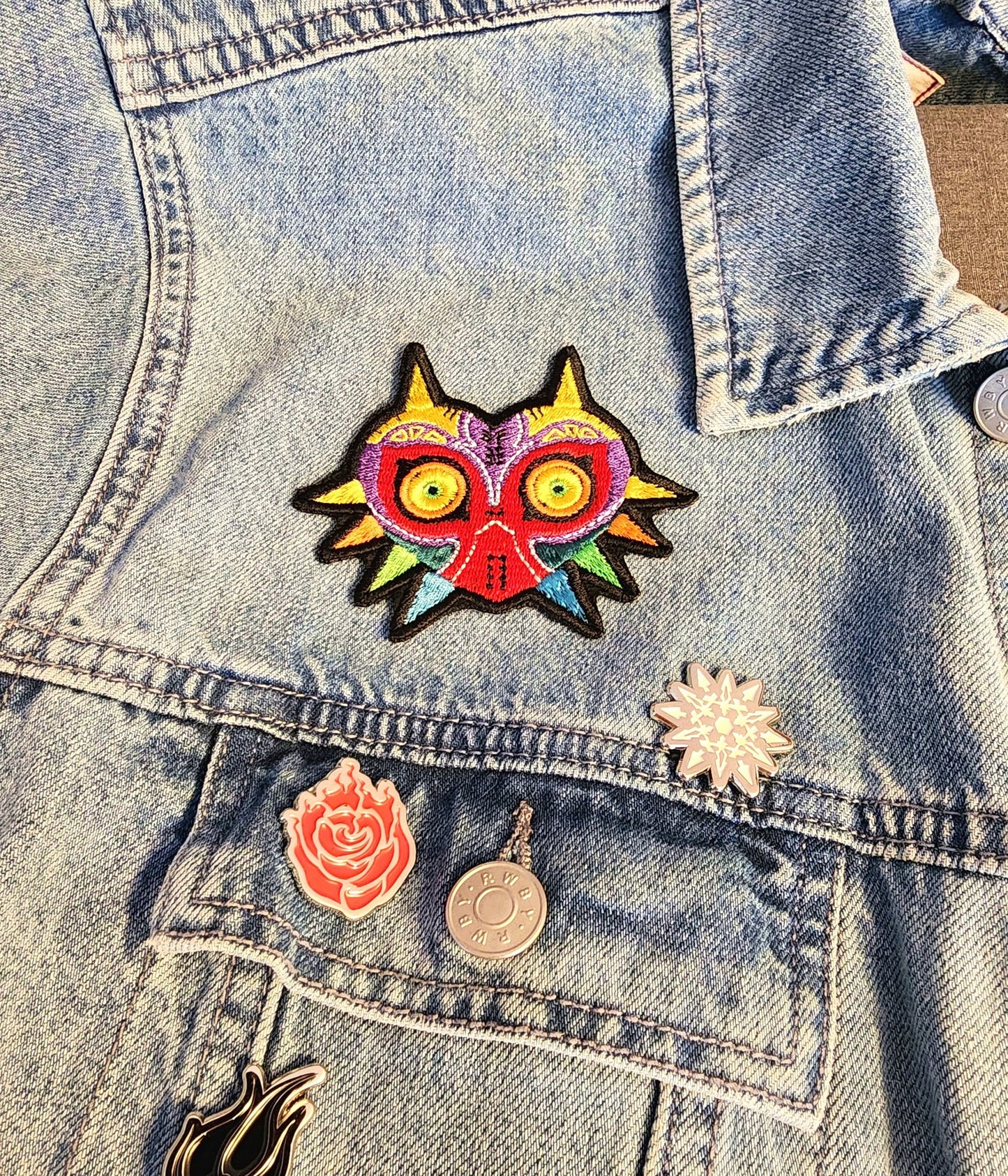 Majora's Mask Embroidered Iron-on Patch TLOZ Skull Kid cursed mask fabric embroidery patch with Free shipping  Sweethaven Cottage   